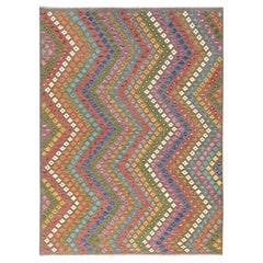7'x9'8" Colorful Extra Soft Wool Hand Woven Afghan Kilim Oriental Rug