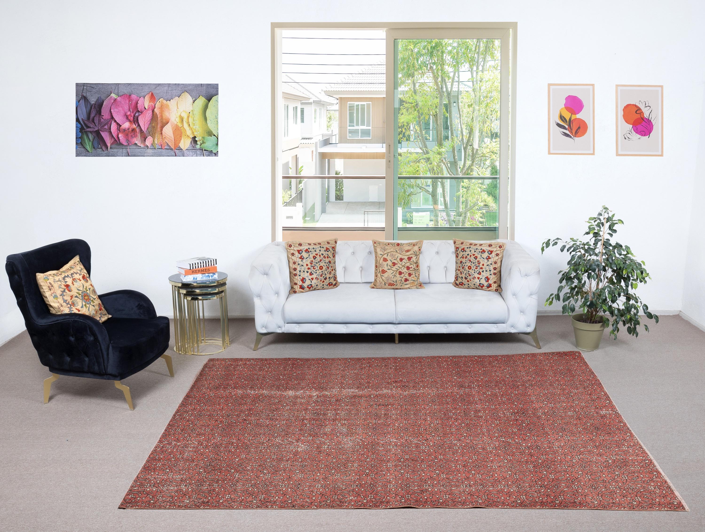 Infuse your home with the timeless beauty of this traditional vintage handmade Turkish rug, a hand-knotted masterpiece crafted from a luxurious blend of wool and cotton. Woven by skilled artisans using centuries-old techniques, this rug features