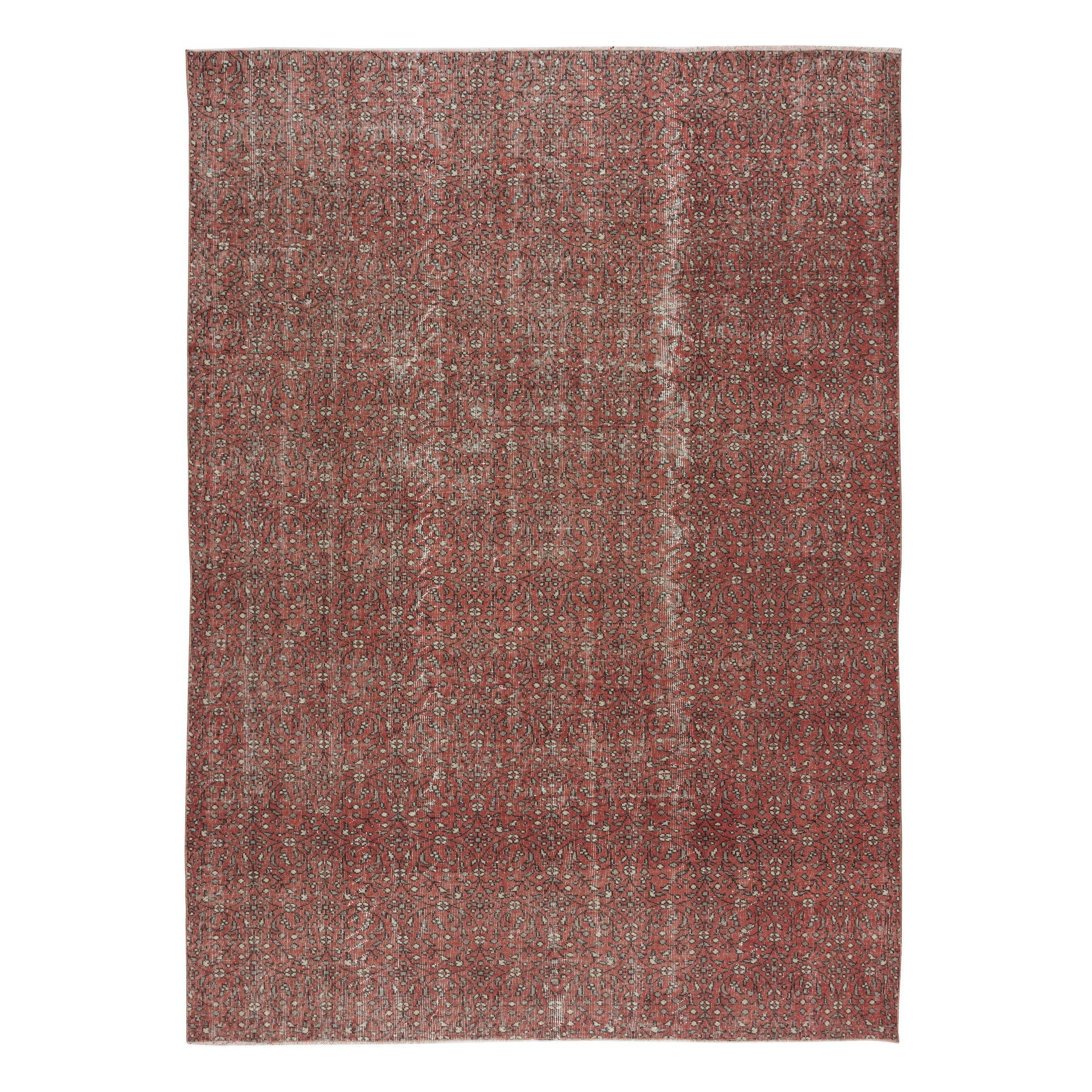 7x9.8 Ft handgeknüpft Vintage Türkisch Rot Wolle Bereich Teppich mit floralem Design