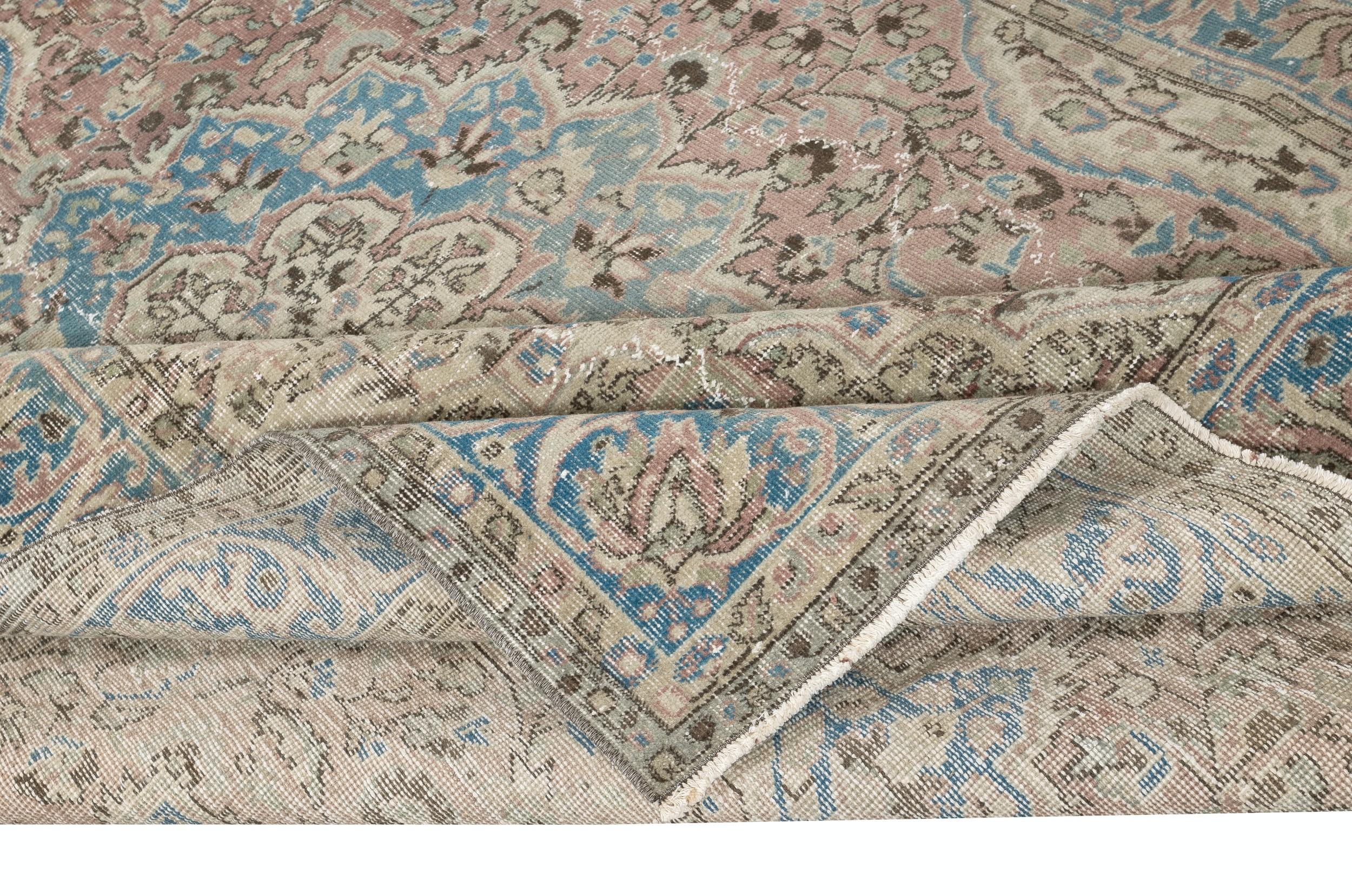 Rustic 7x9.8 Ft Vintage Handmade Wool Area Rug. One of a kind Medallion Design Carpet For Sale