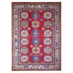 7'x9'8" Rusty Red 100% Wool Afghan Super Kazak Weave Hand Knotted Rug