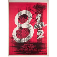 8 1/2 1963 French Film Poster, Fellini
