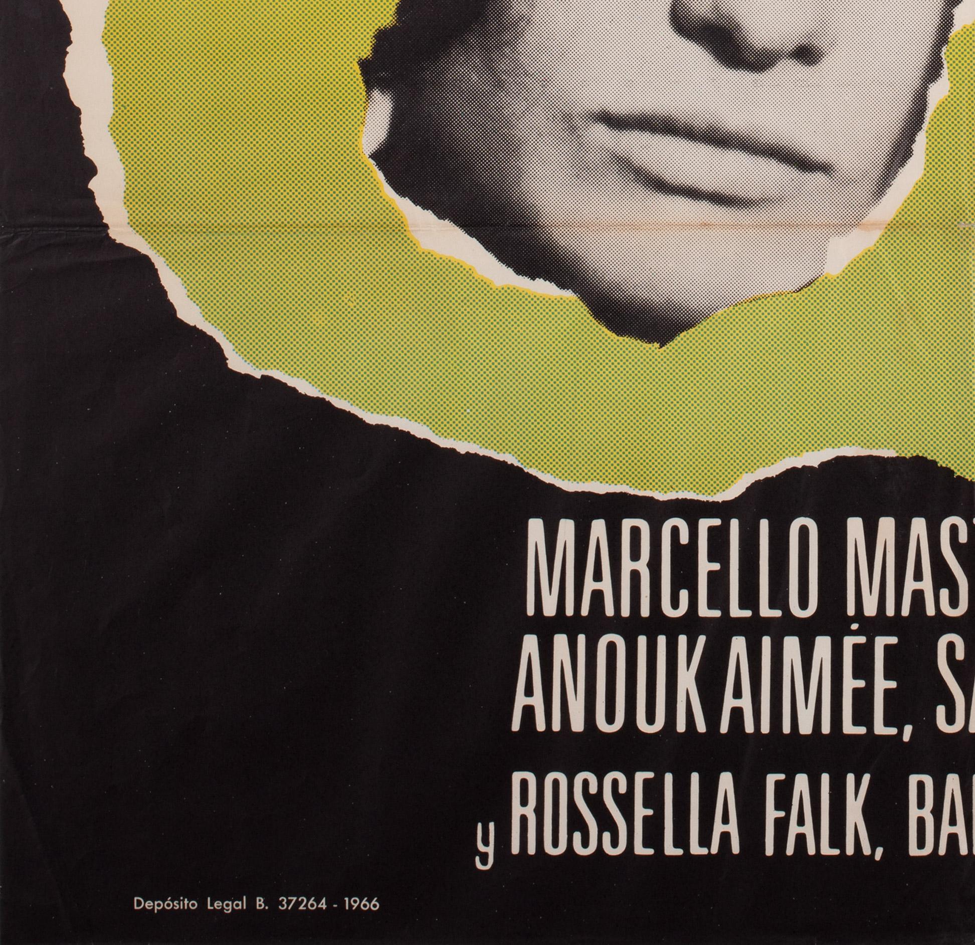 8 1/2 1966 Spanish 1 Sheet Film Movie Poster, Fellini In Good Condition For Sale In Bath, Somerset