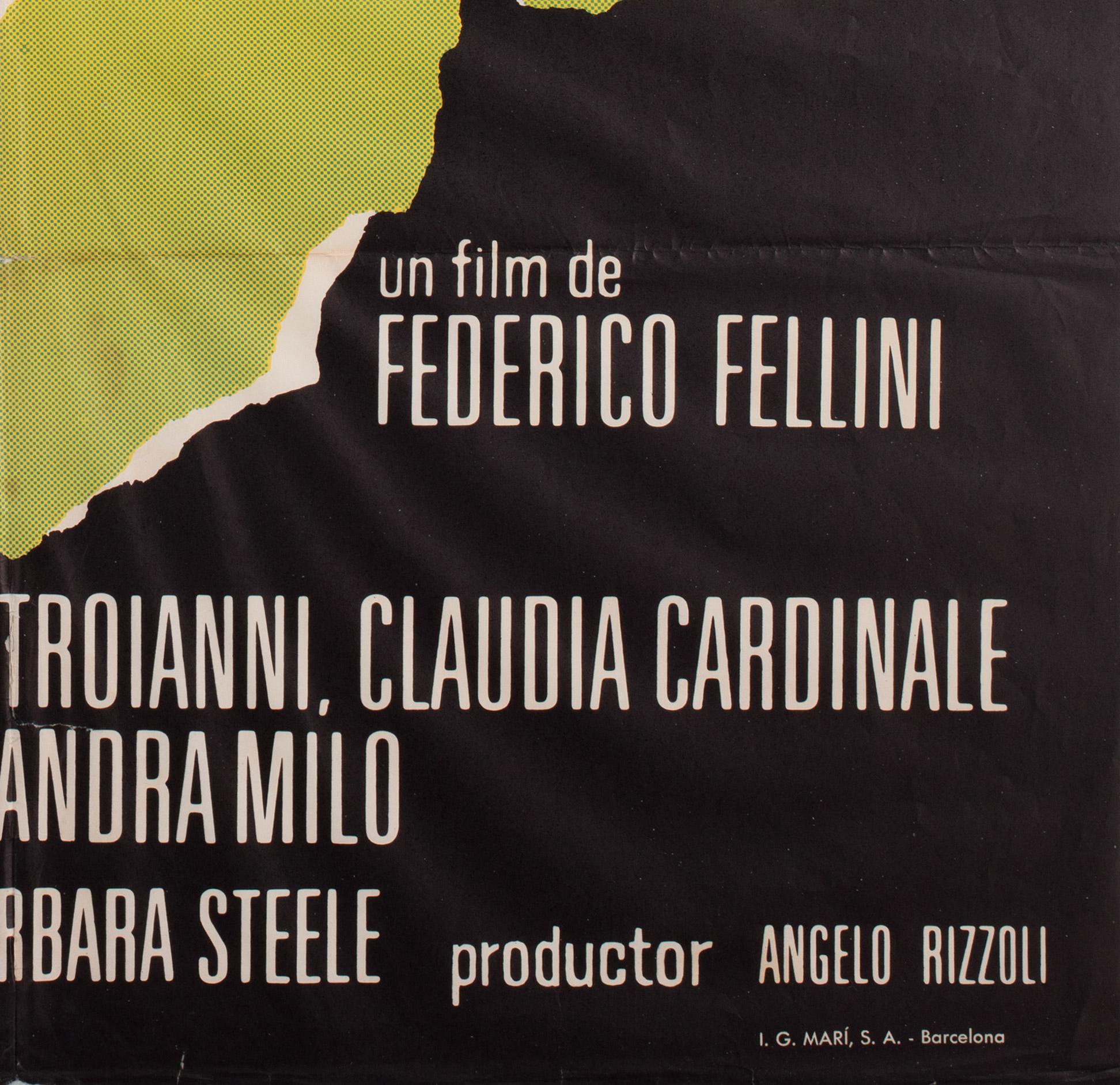 20th Century 8 1/2 1966 Spanish 1 Sheet Film Movie Poster, Fellini For Sale