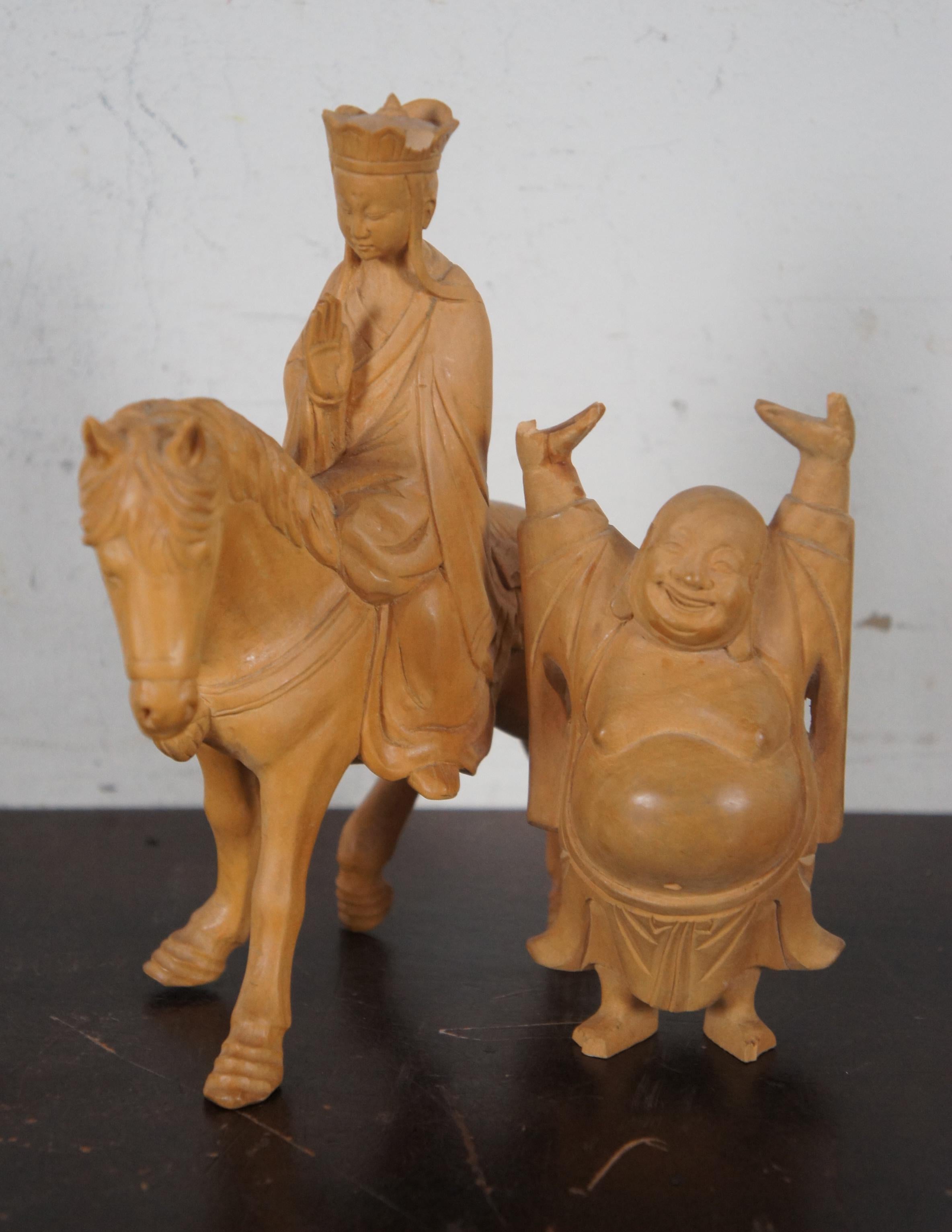 8 20th C. Chinese Carved Wood Figurines Journey to the West Sanxing Hotei Taipei 3