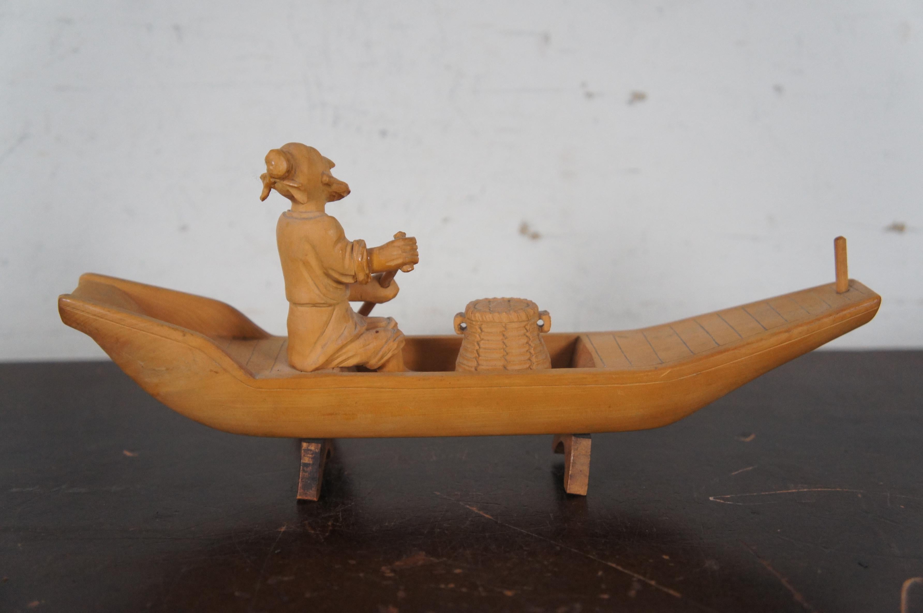 8 20th C. Chinese Carved Wood Figurines Journey to the West Sanxing Hotei Taipei In Good Condition In Dayton, OH