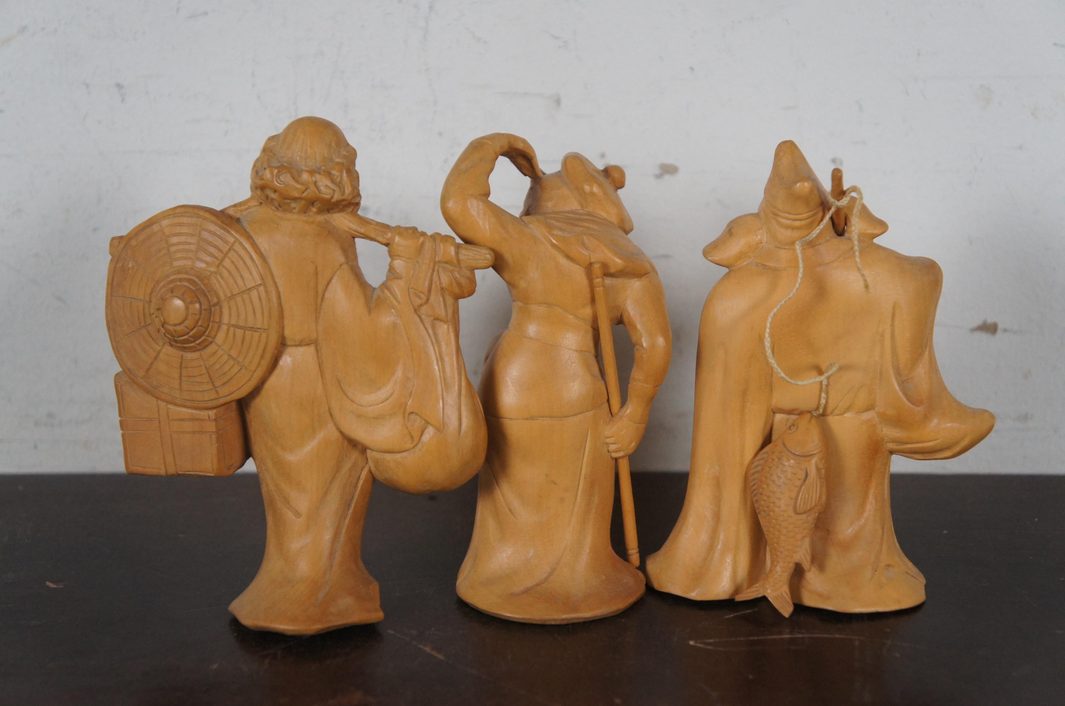 8 20th C. Chinese Carved Wood Figurines Journey to the West Sanxing Hotei Taipei 2