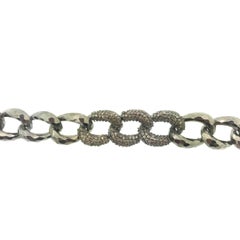 2.30 Carat Pave Diamond Link Bracelet Oxidized Sterling Silver, 14 Karat Gold