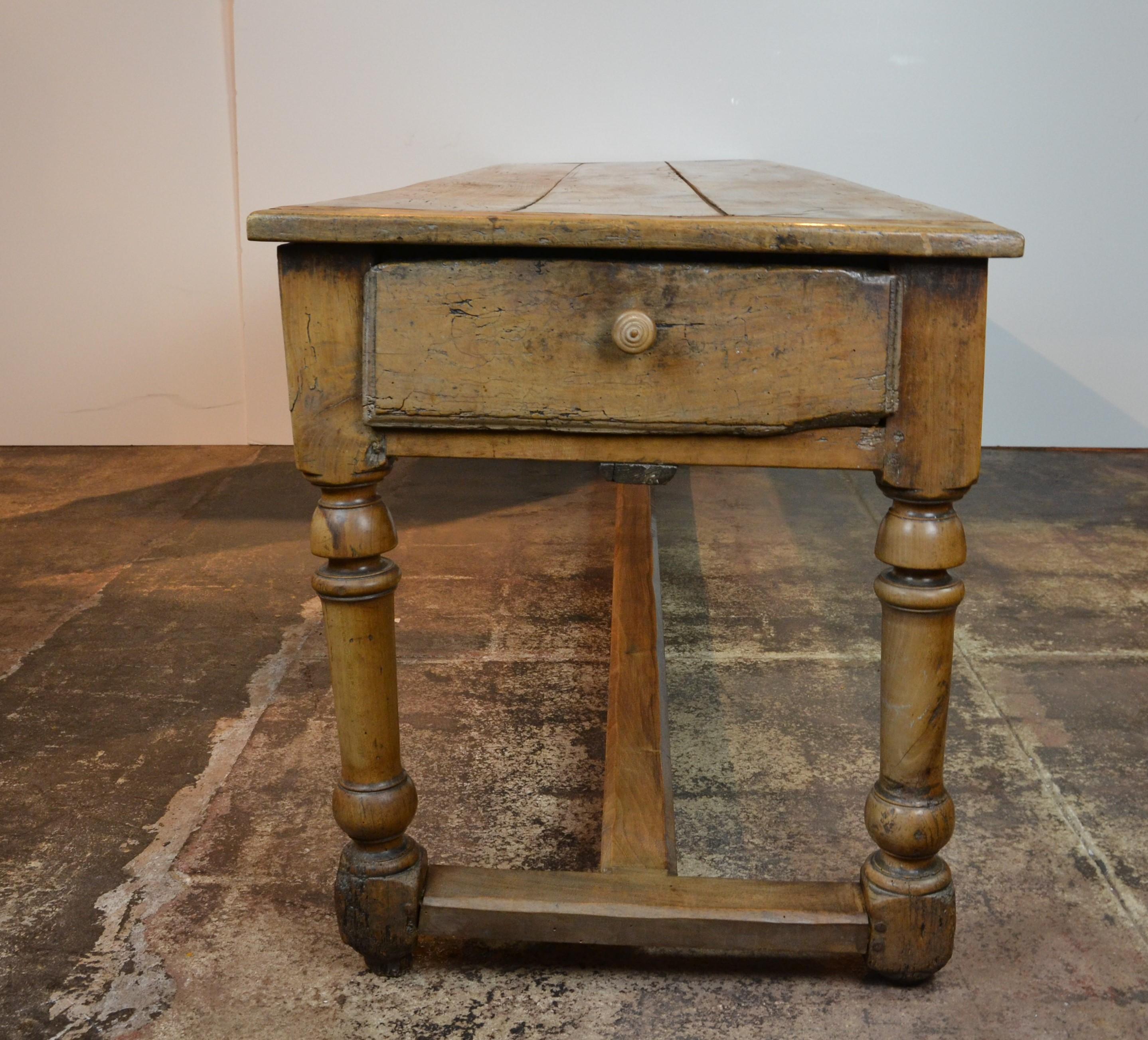 19th Century French Provincial Fruitwood Refectory Table 