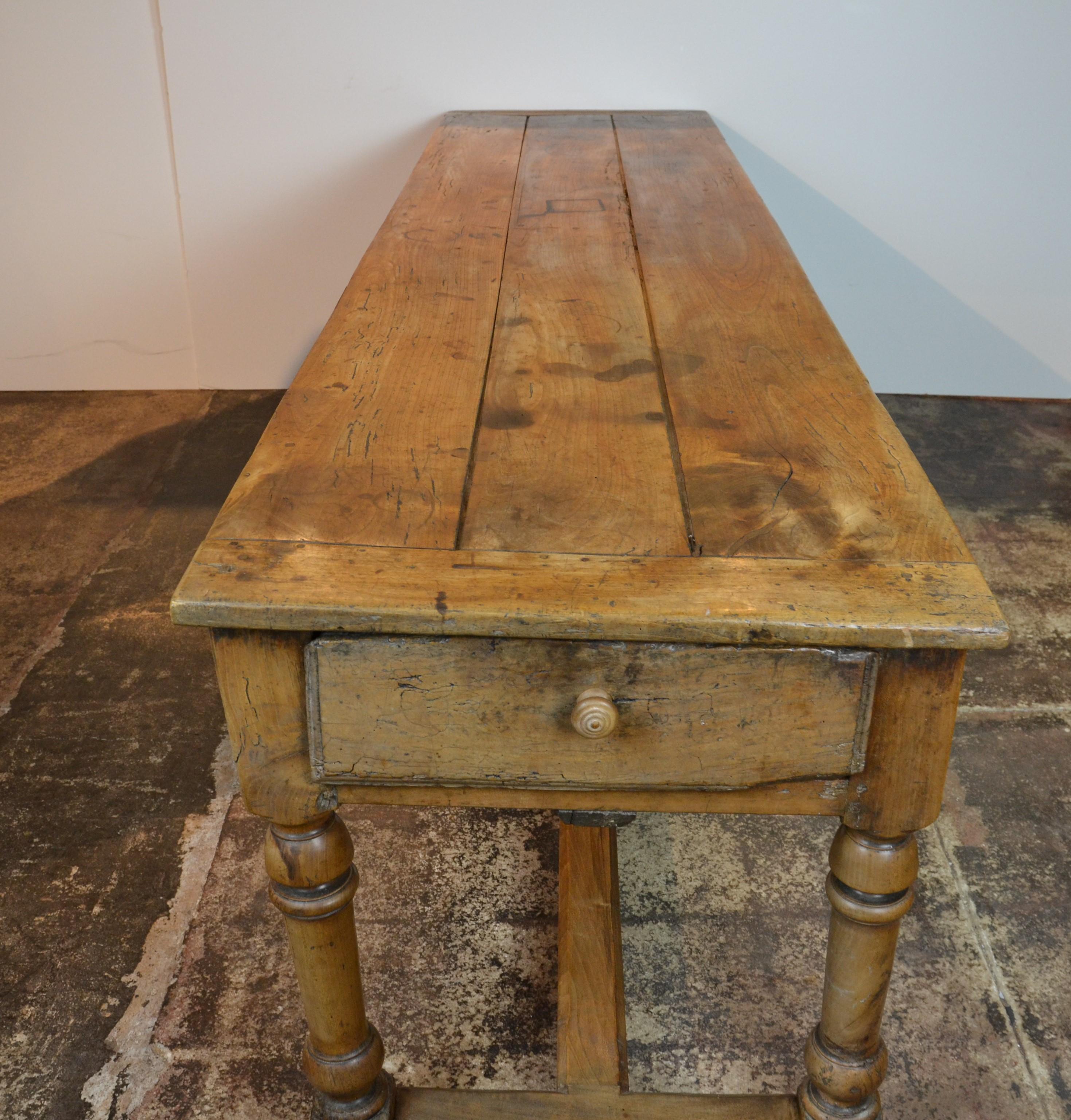 French Provincial Fruitwood Refectory Table  1