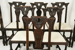 8 '6+2' Antique Victorian Gothic Revival Oak Dining Chairs, Scotland 1880, B2502