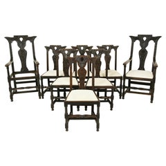 8 '6+2' Antique Victorian Gothic Revival Oak Dining Chairs, Scotland 1880, B2502