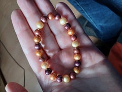 Pulsera elástica de perlas cultivadas de agua dulce teñidas de chocolate de 8-9 mm y 7