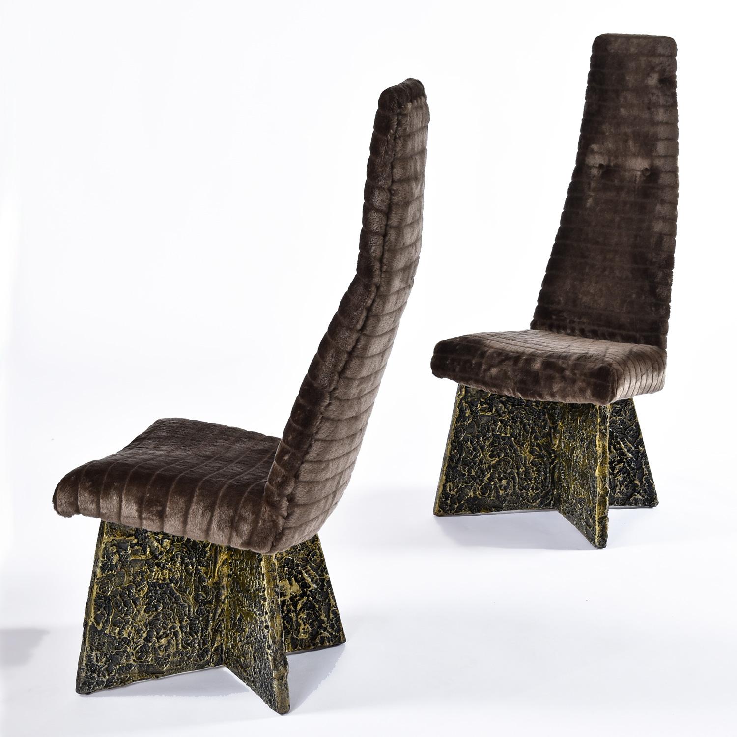 Late 20th Century (8) Adrian Pearsall Kodiak Faux Fur Brutalist Style Dining Room Chairs For Sale