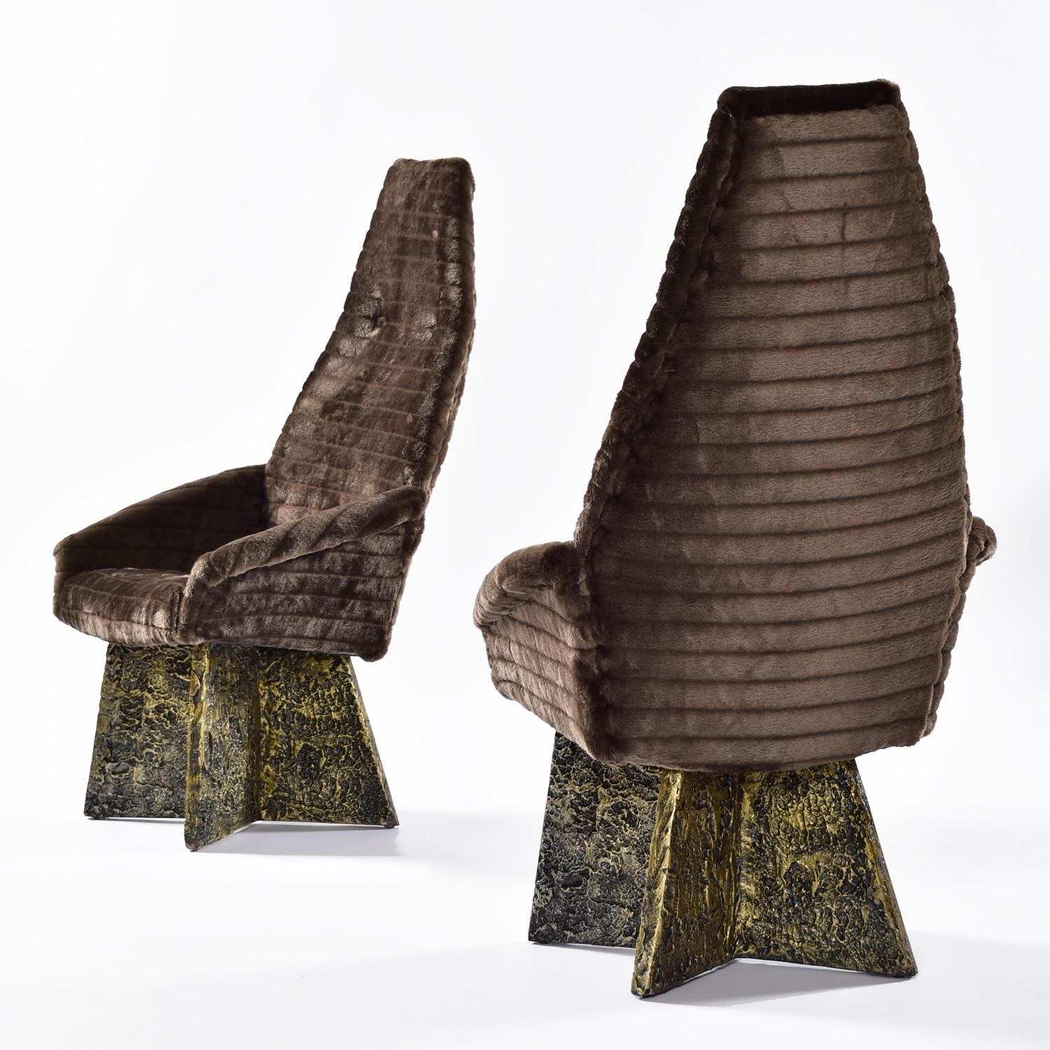 (8) Adrian Pearsall Kodiak Kunstfell Brutalist Stil Esszimmer Stühle (amerikanisch) im Angebot