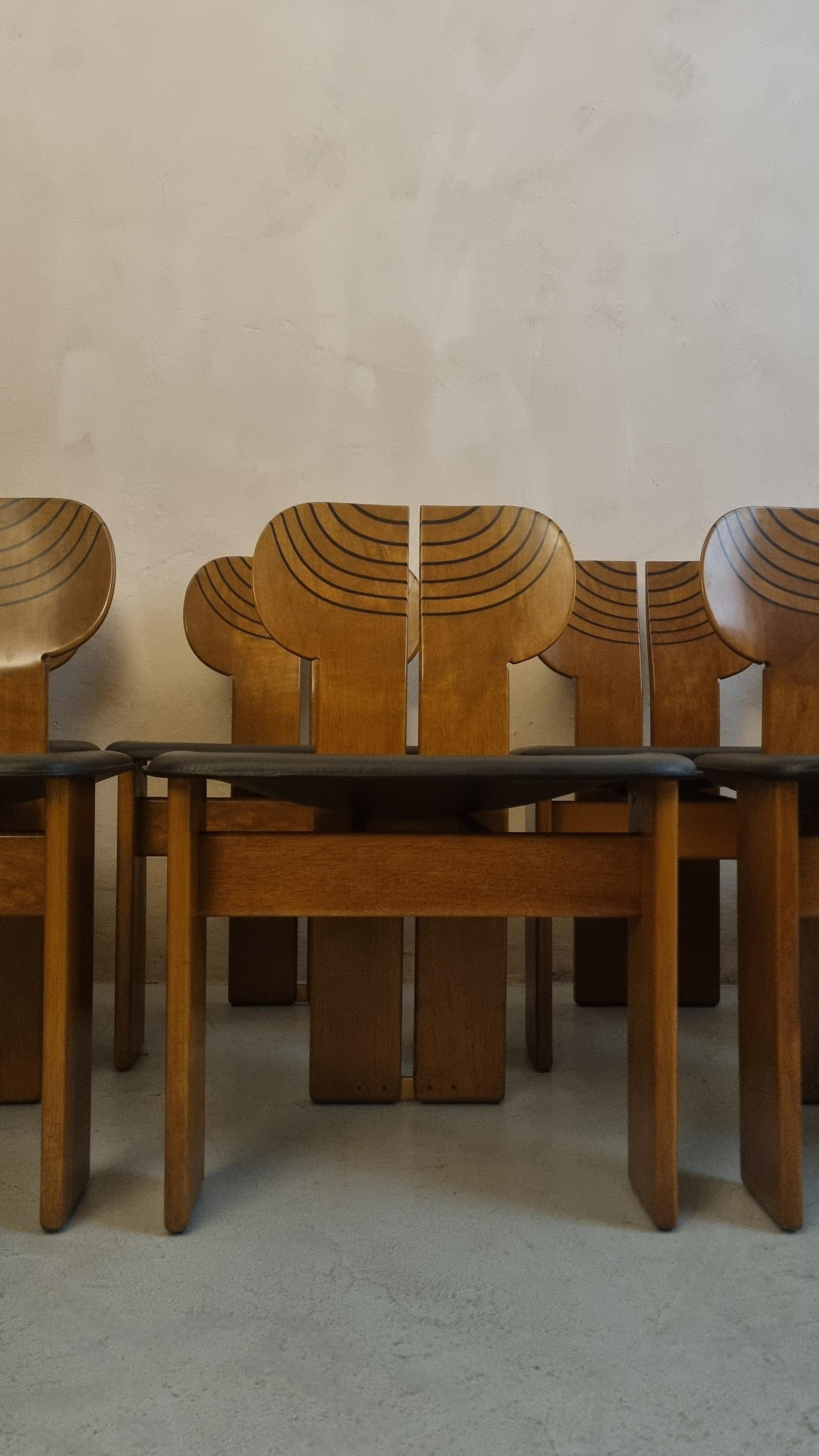 8 Africa chairs designed by Afra & Tobia Scarpa for Maxalto 1980s Artona series For Sale 9