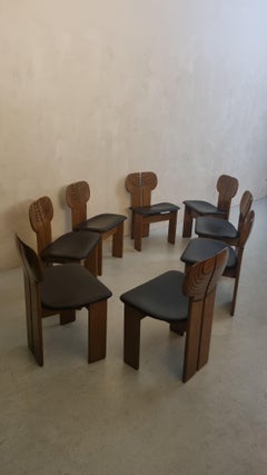 8 Africa chairs designed by Afra & Tobia Scarpa for Maxalto 1980s Artona series