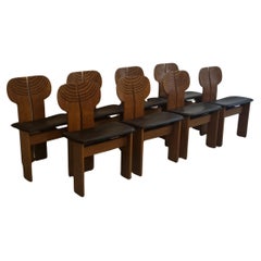 8 Africa chairs designed by Afra & Tobia Scarpa for Maxalto 1980s Artona series