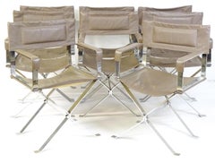 4 Alessandro Albrizzi Designed Italian Chrome & Leather Director's Armchairs