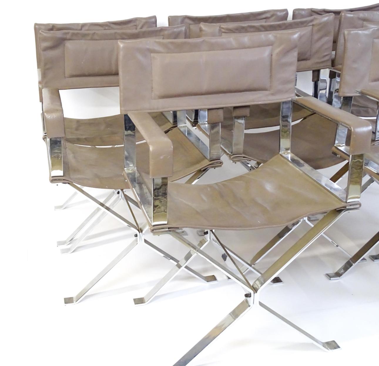 Bauhaus 8 Alessandro Albrizzi Designed Italian Chrome & Leather Director's Armchairs For Sale
