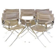 Used 8 Alessandro Albrizzi Designed Italian Chrome & Leather Director's Armchairs