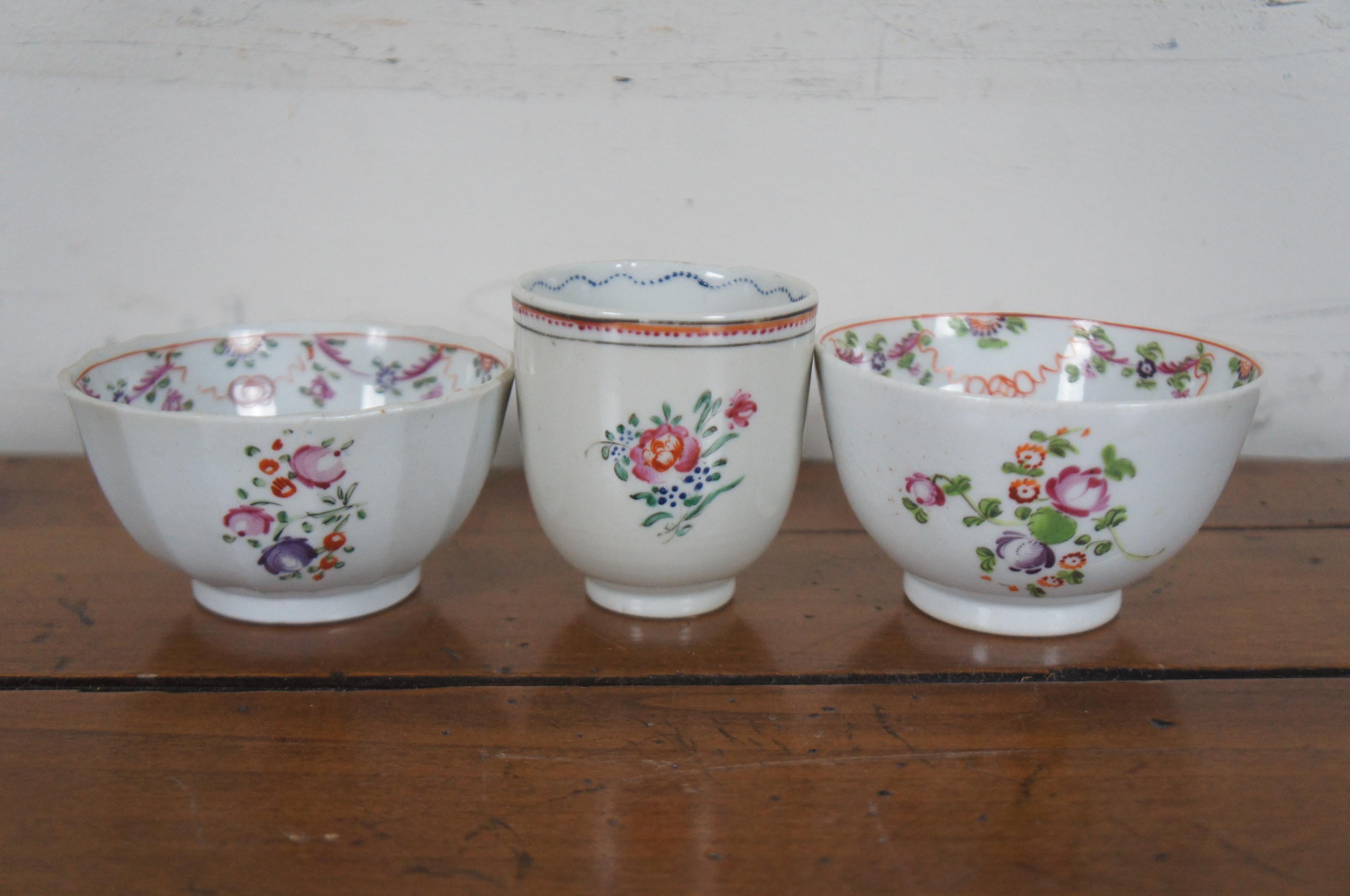 8 Antique 18th Century Chinese Export Qianlong Famille Rose Floral Porcelain 8