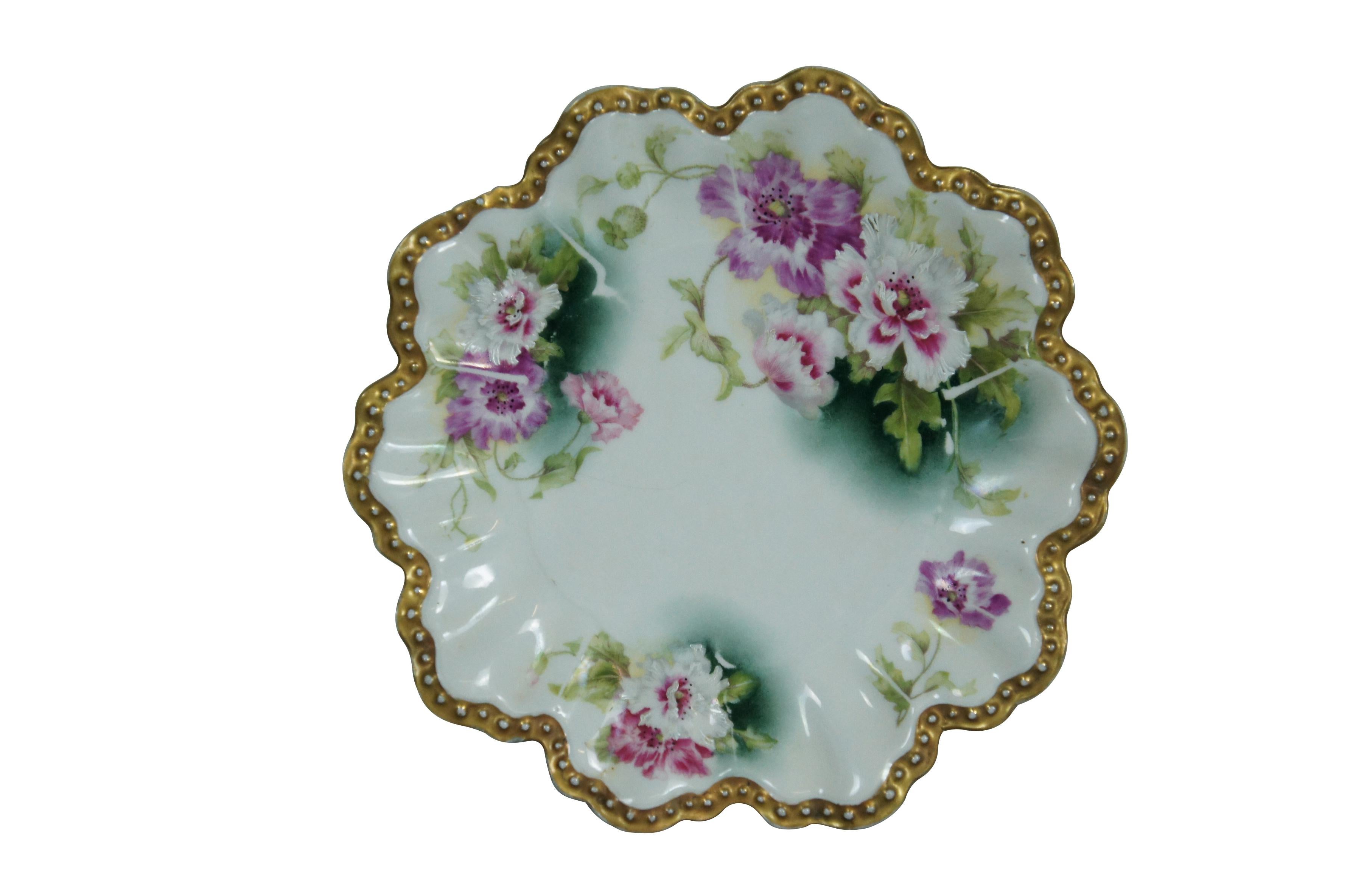 8 Antique A. Lanternier French Limoges Scalloped Floral Porcelana Platos 8.5