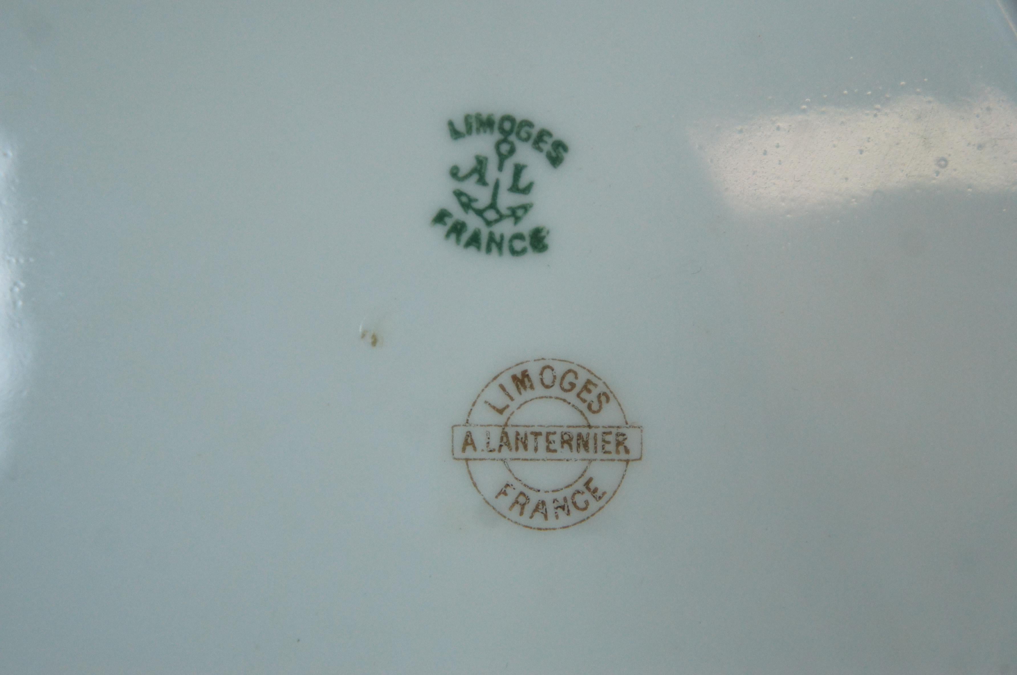 8 Antique A. Lanternier French Limoges Scalloped Floral Porcelana Platos 8.5