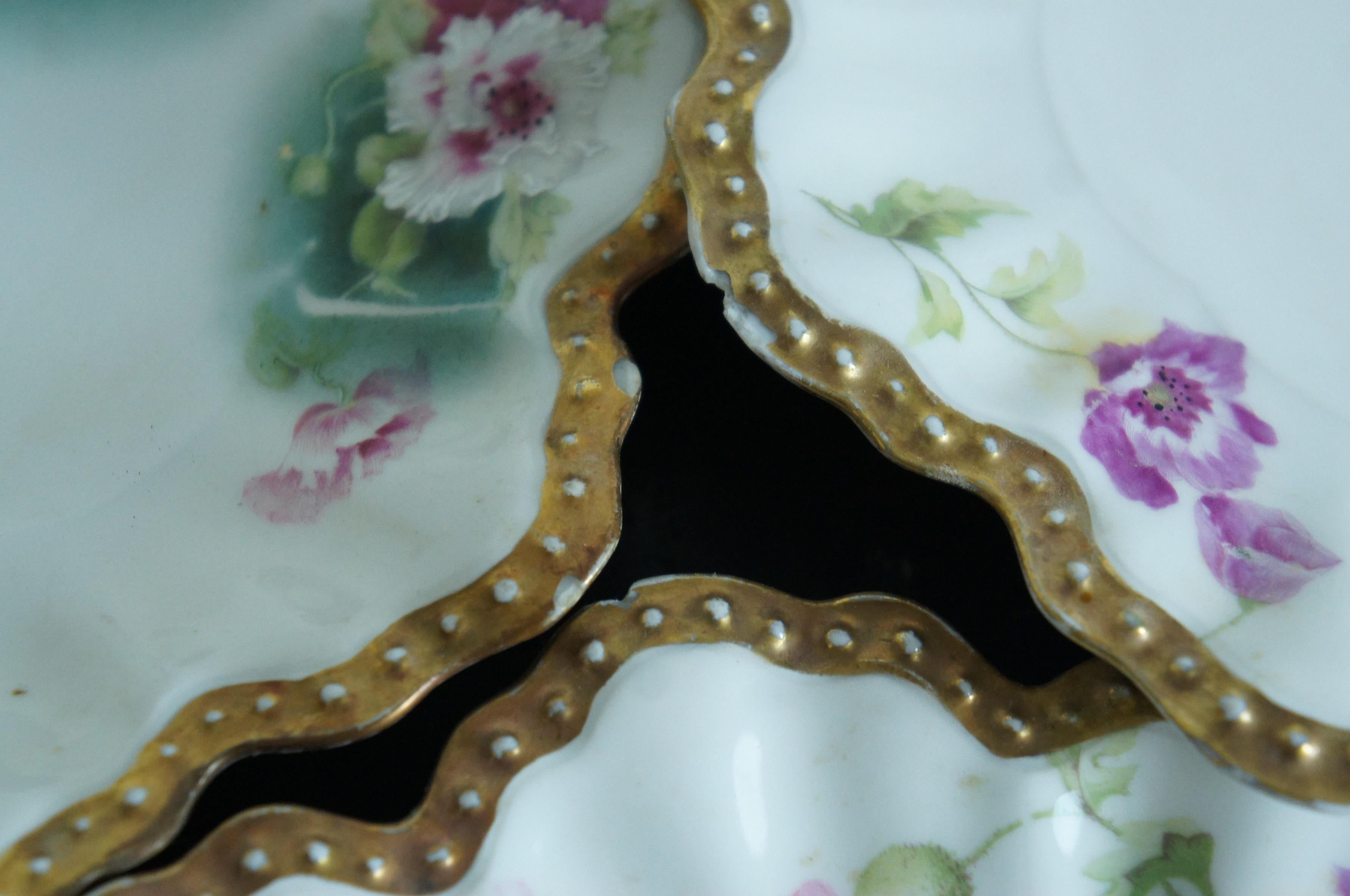 8 Antique A. Lanternier French Limoges Scalloped Floral Porcelana Platos 8.5