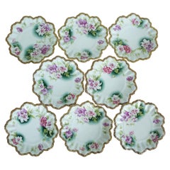 8 Antiquités A. Lanternier Limoges assiettes festonnées en porcelaine 8.5".