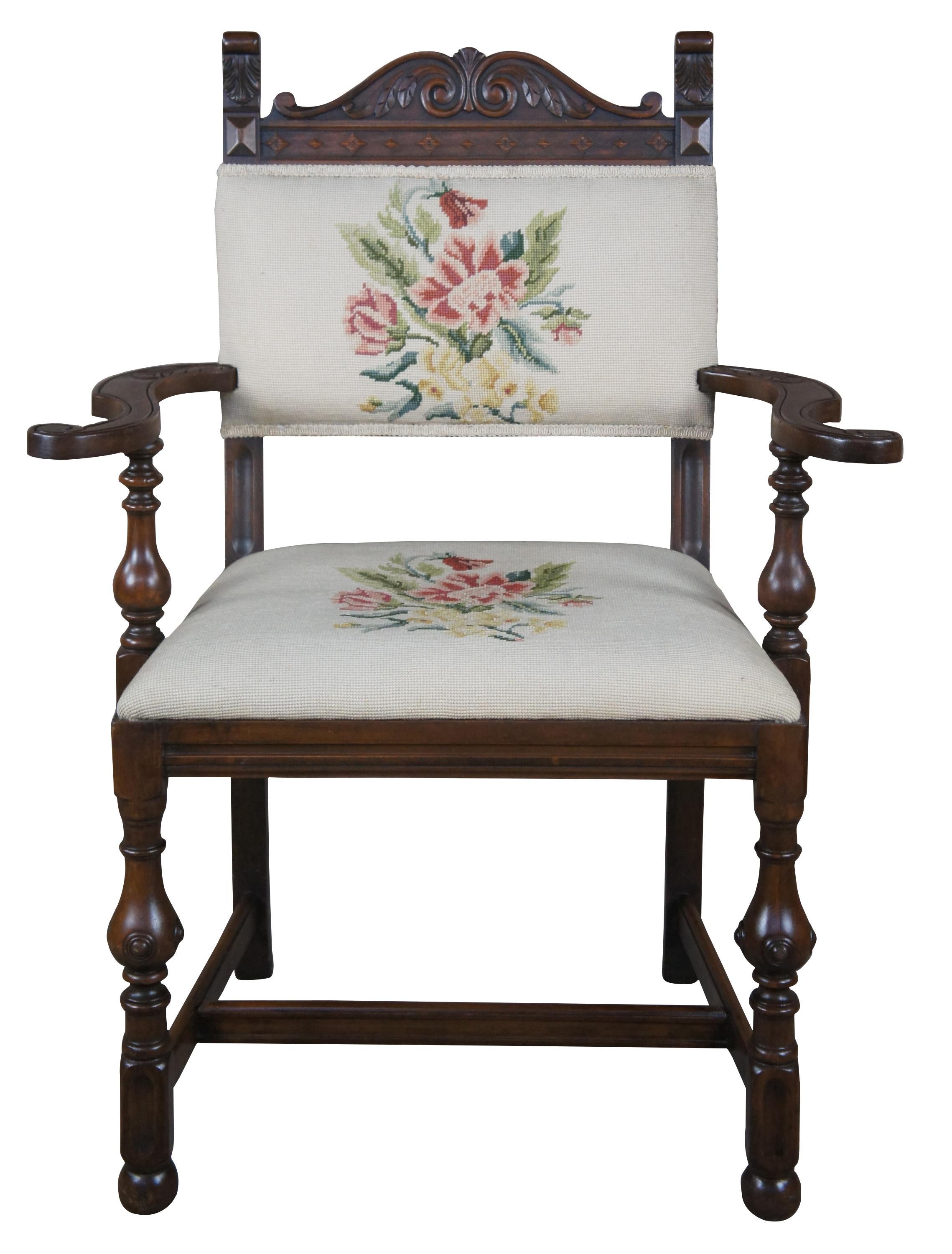 William and Mary 8 Antique Berkey & Gay William & Mary Walnut Dining Room Chairs Jacobean Gothic
