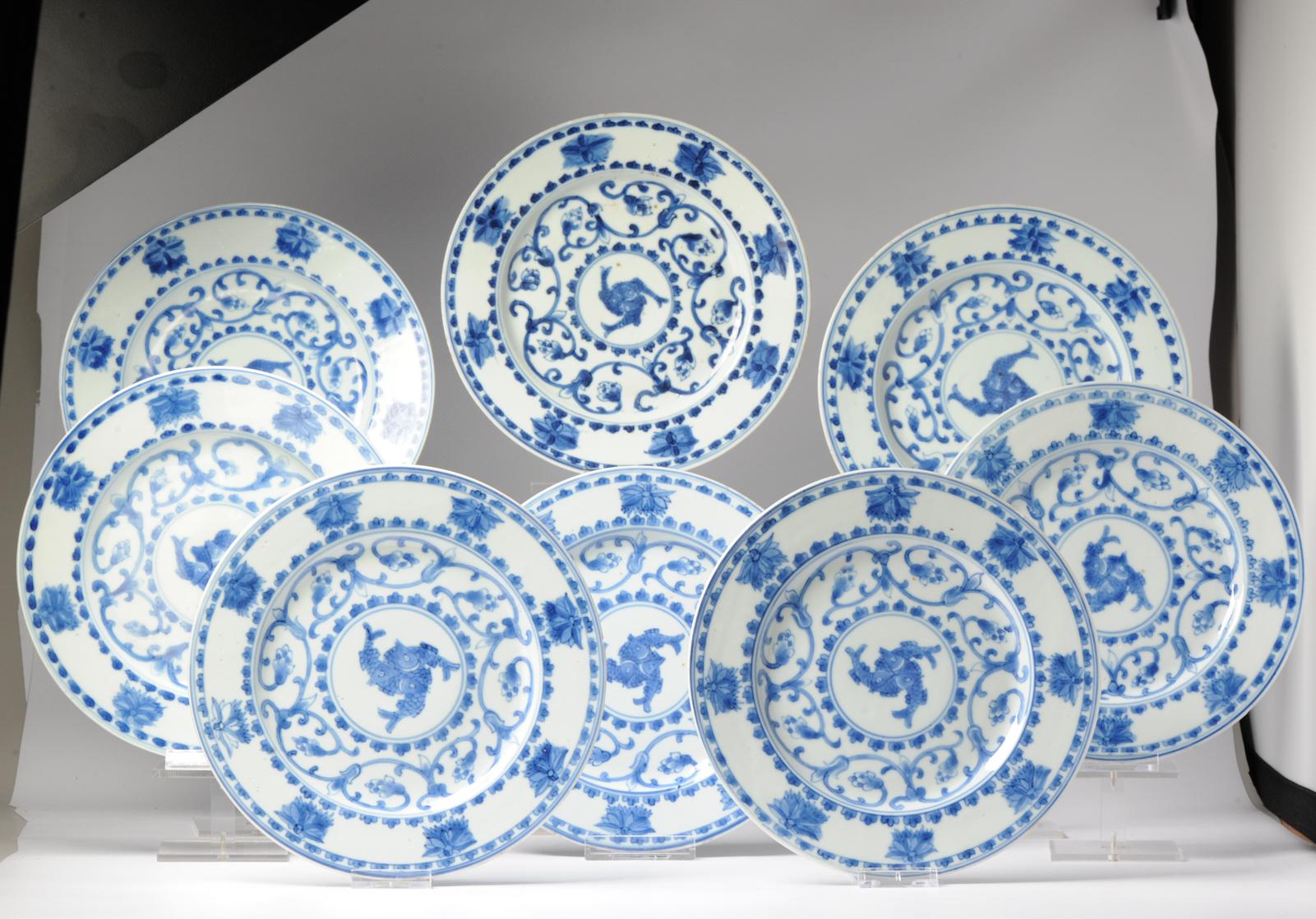 #8 Antique Chinese Porcelain 18th C Kangxi/Yongzheng Period Blue White Dinner For Sale 5