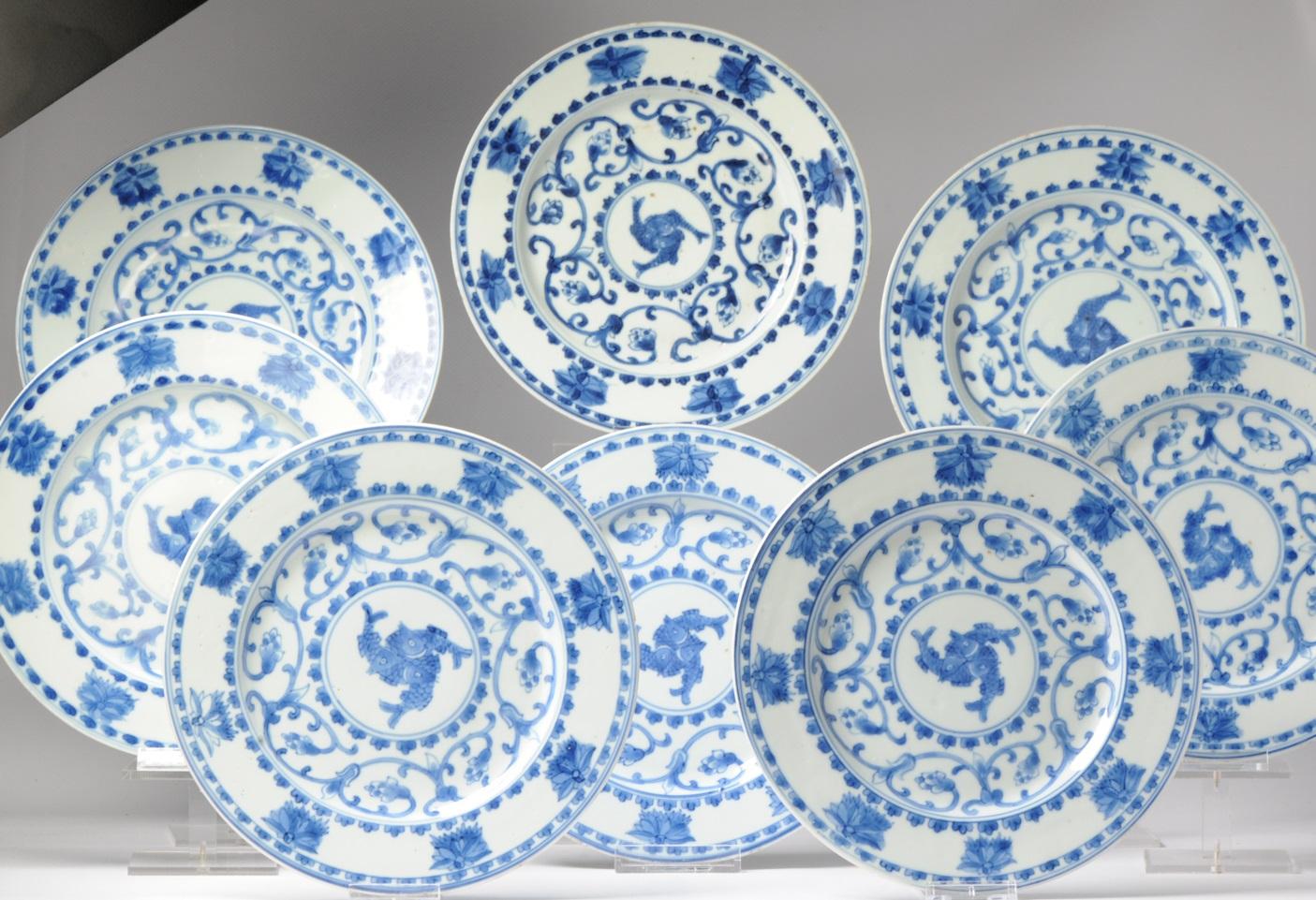 #8 Antique Chinese Porcelain 18th C Kangxi/Yongzheng Period Blue White Dinner For Sale 6
