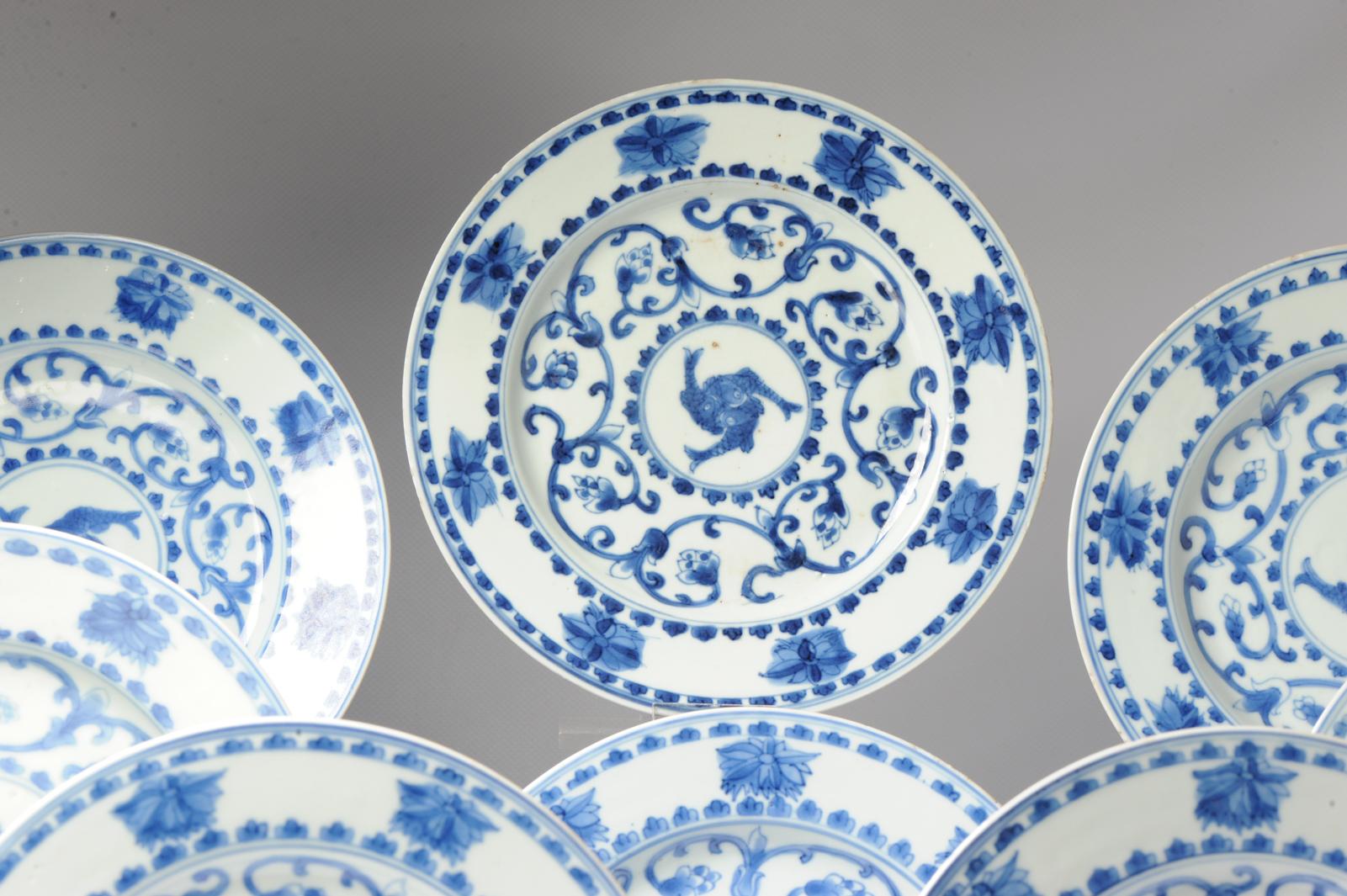 #8 Antique Chinese Porcelain 18th C Kangxi/Yongzheng Period Blue White Dinner For Sale 10