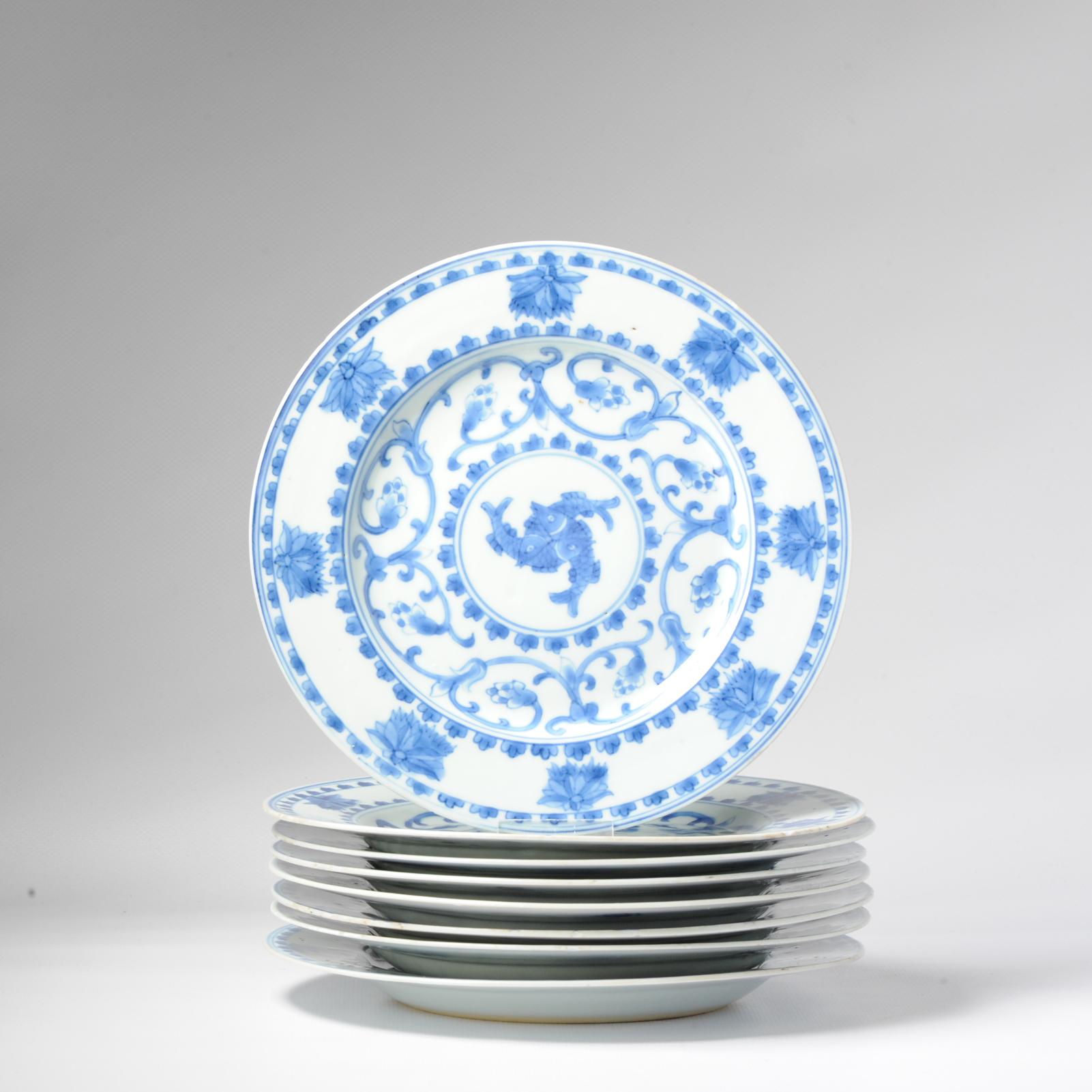18th Century and Earlier #8 Antique Chinese Porcelain 18th C Kangxi/Yongzheng Period Blue White Dinner For Sale