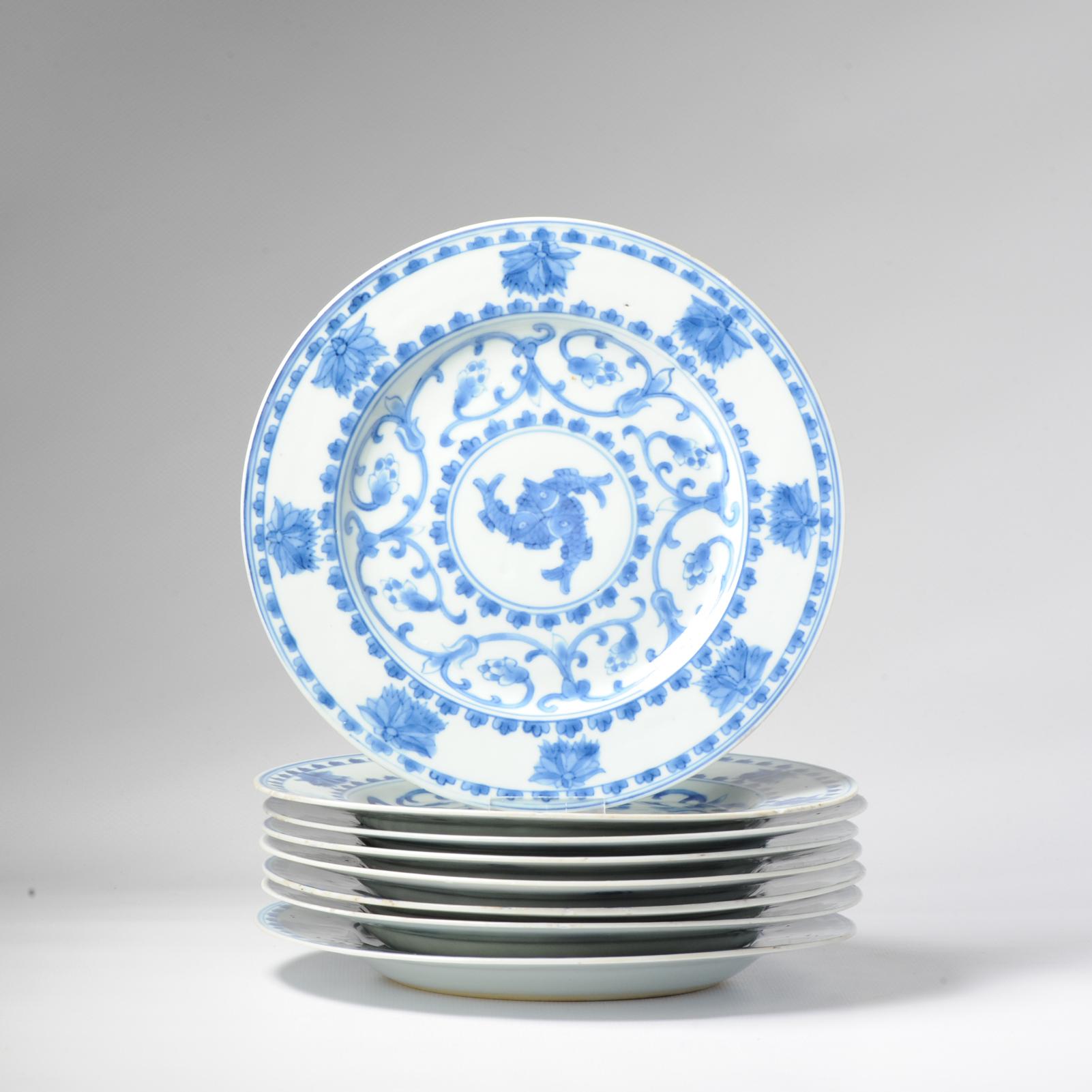 #8 Antique Chinese Porcelain 18th C Kangxi/Yongzheng Period Blue White Dinner For Sale 2