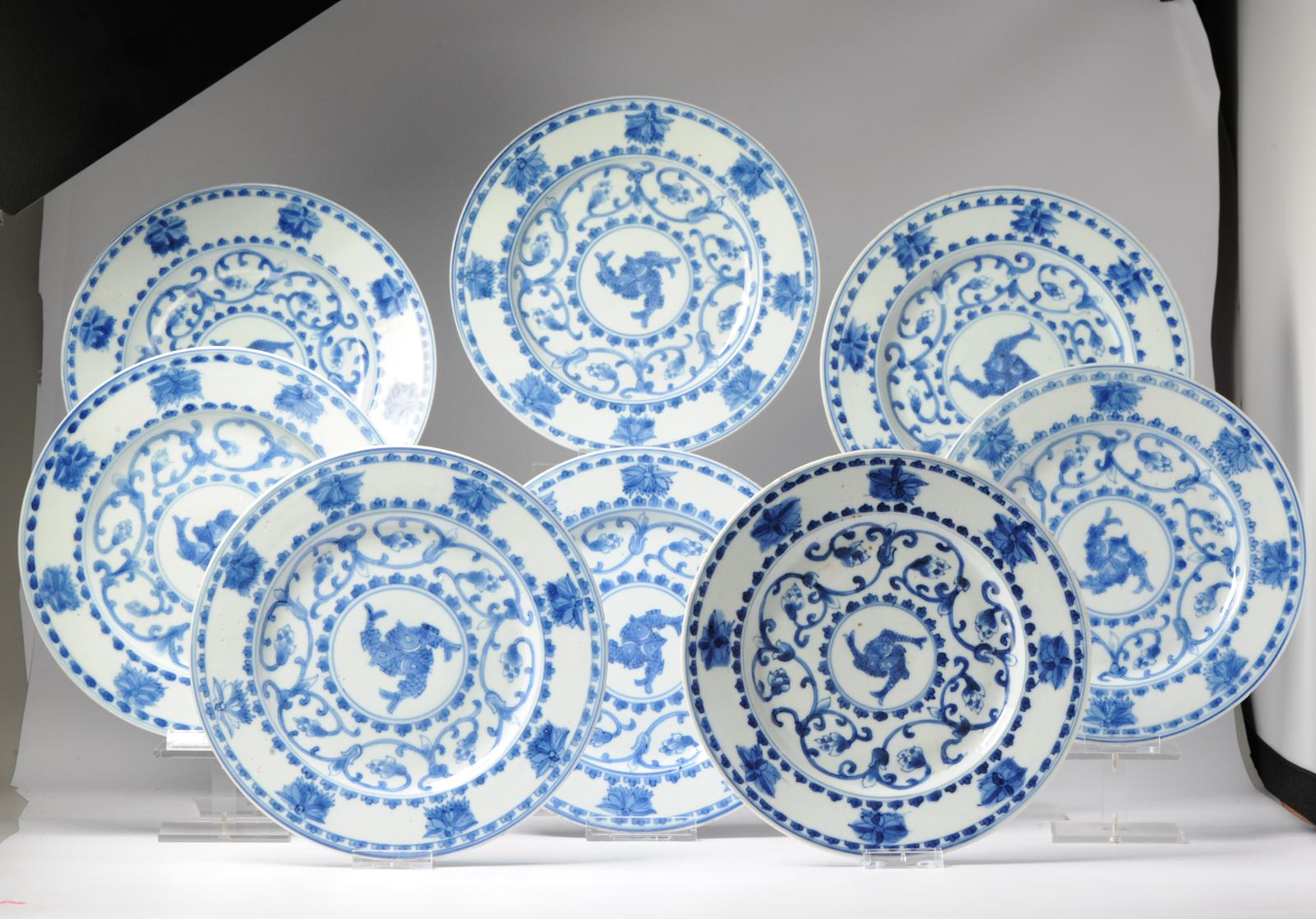 #8 Antique Chinese Porcelain 18th C Kangxi/Yongzheng Period Blue White Dinner For Sale 3