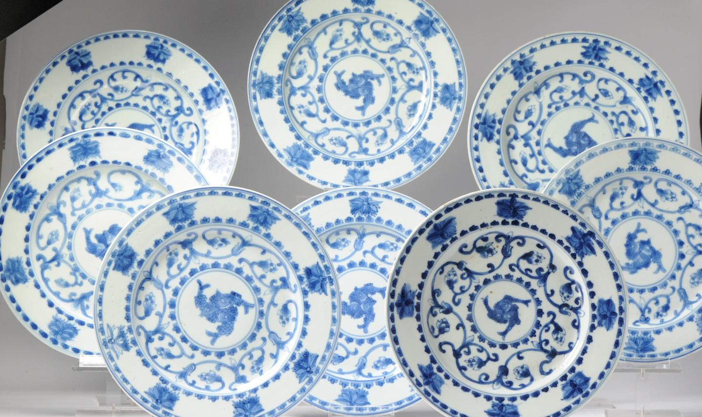 #8 Antique Chinese Porcelain 18th C Kangxi/Yongzheng Period Blue White Dinner For Sale 4