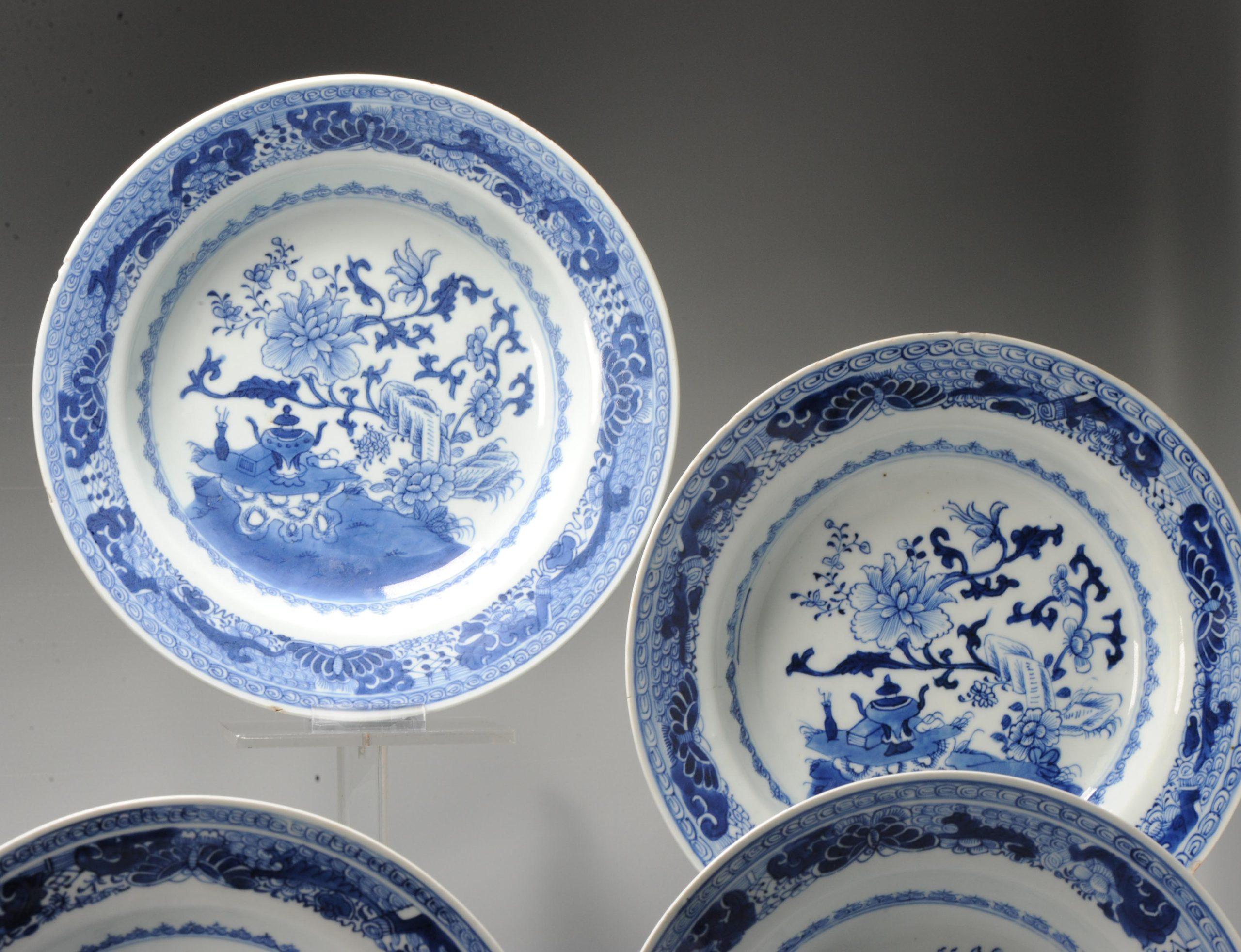 #8 Antique Chinese Porcelain 18th C Kangxi/Yongzheng Period Blue White Set Di For Sale 6