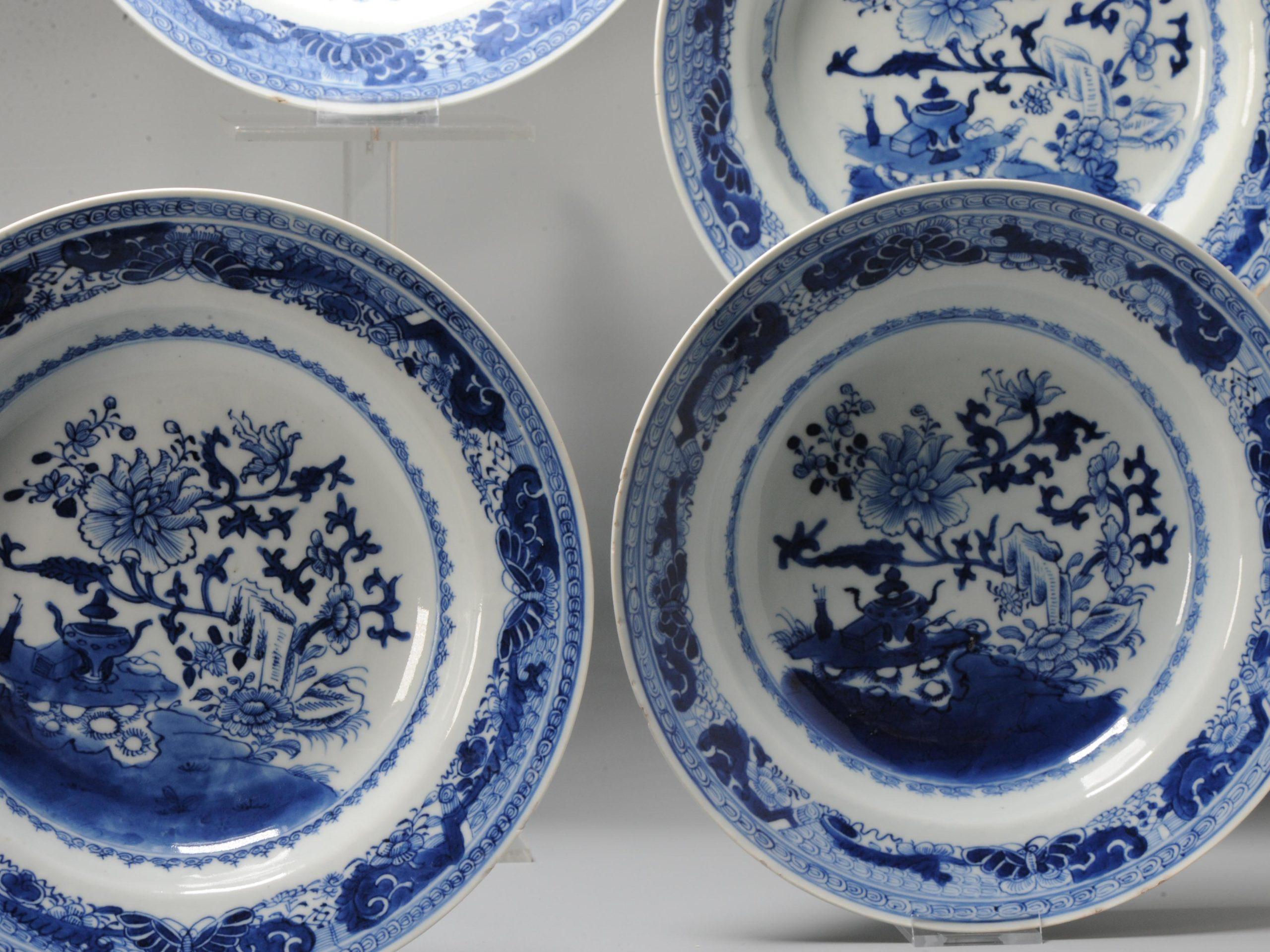 #8 Antique Chinese Porcelain 18th C Kangxi/Yongzheng Period Blue White Set Di For Sale 7