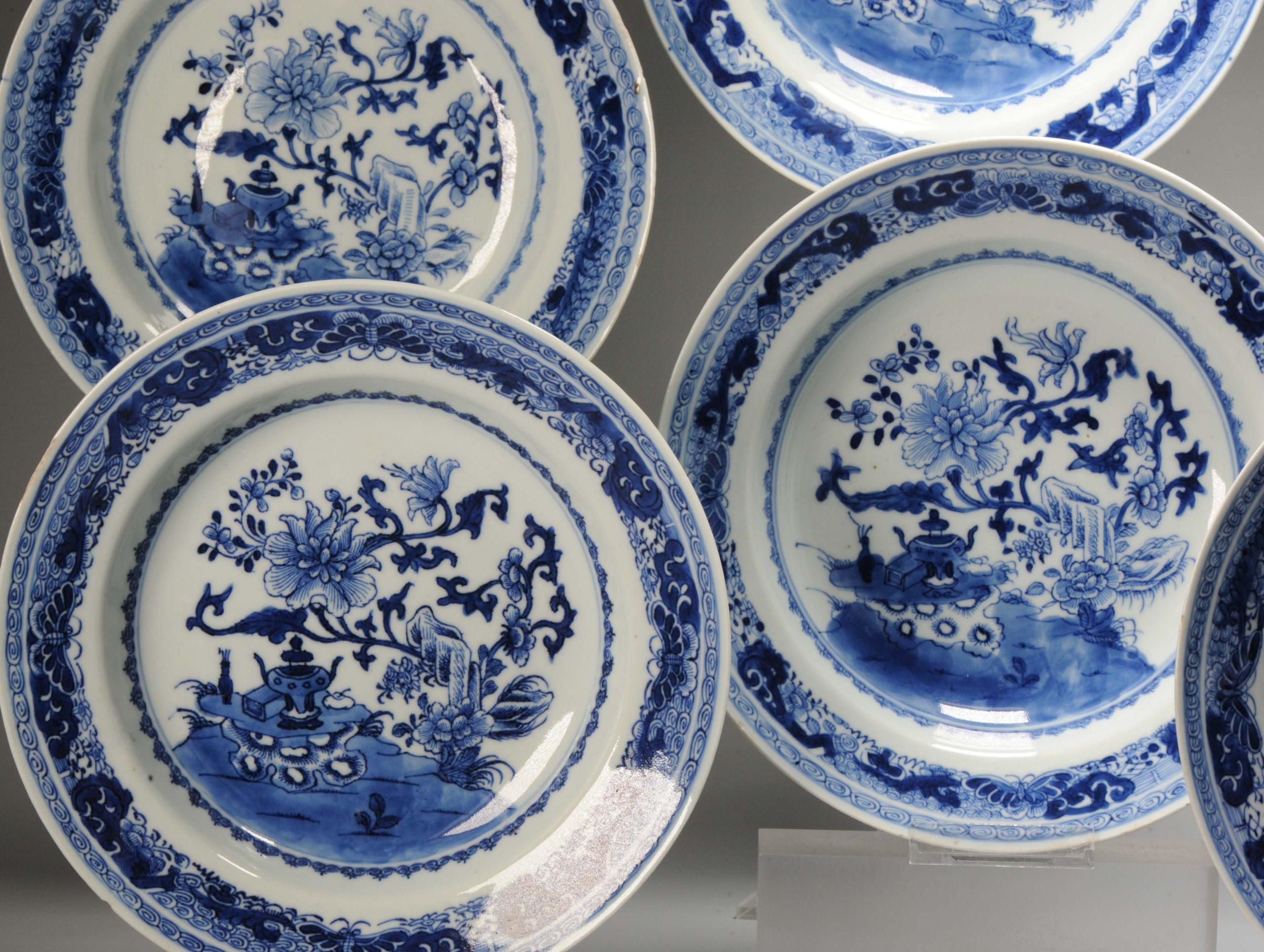 #8 Antique Chinese Porcelain 18th C Kangxi/Yongzheng Period Blue White Set Di For Sale 8