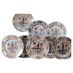 Assiettes plates en porcelaine chinoise ancienne Imari Kangxi du 18ème siècle de la période Qing n°8
