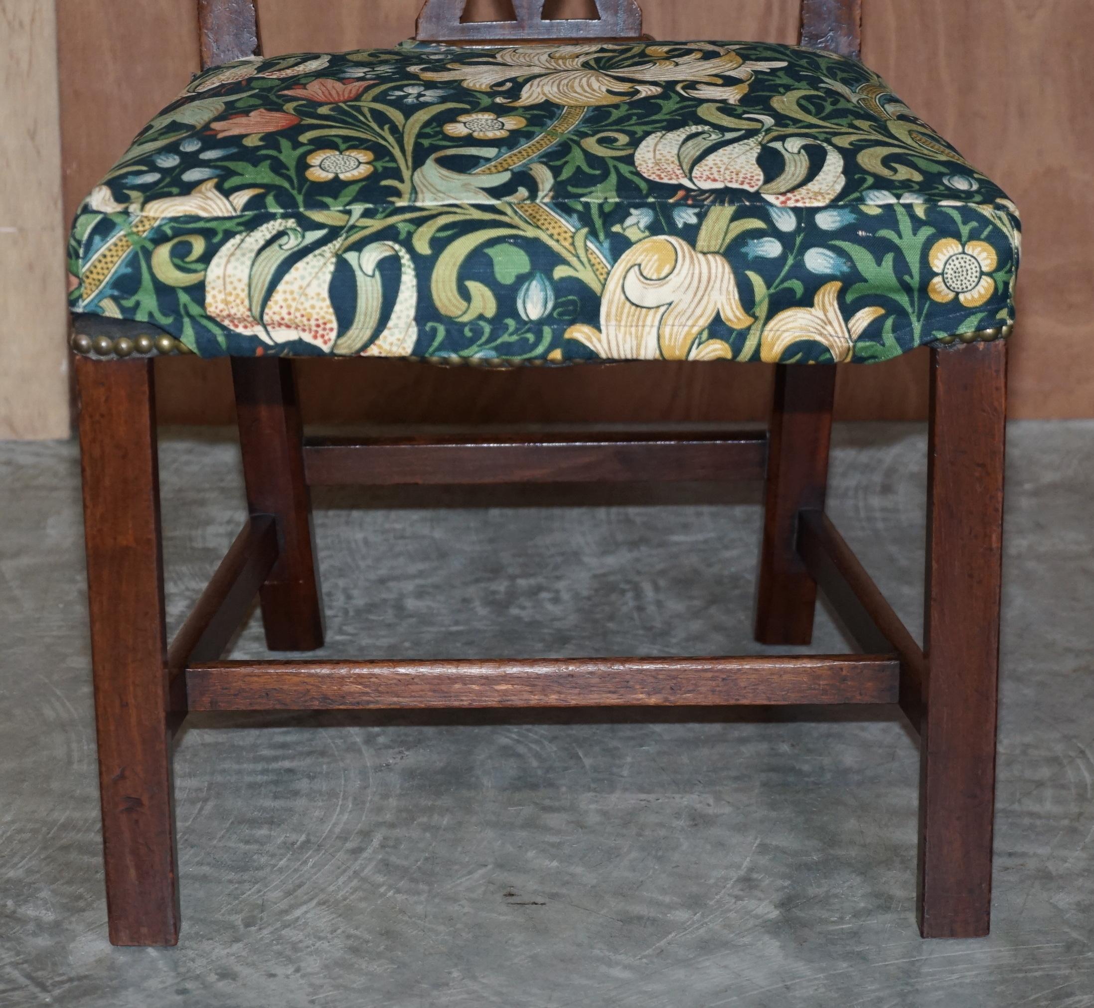 Upholstery 8 Antique George III circa 1830 Thomas Chippendale Dining Chairs William Morris For Sale