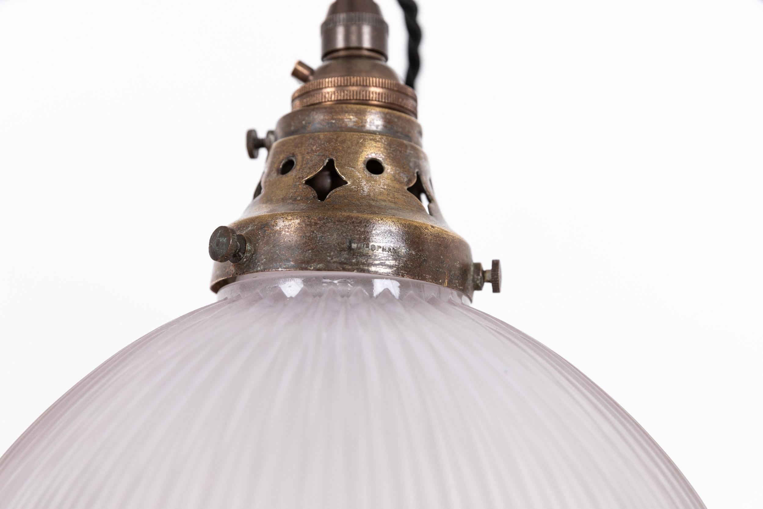 Art Déco Lampada a sospensione antica in vetro prismatico 