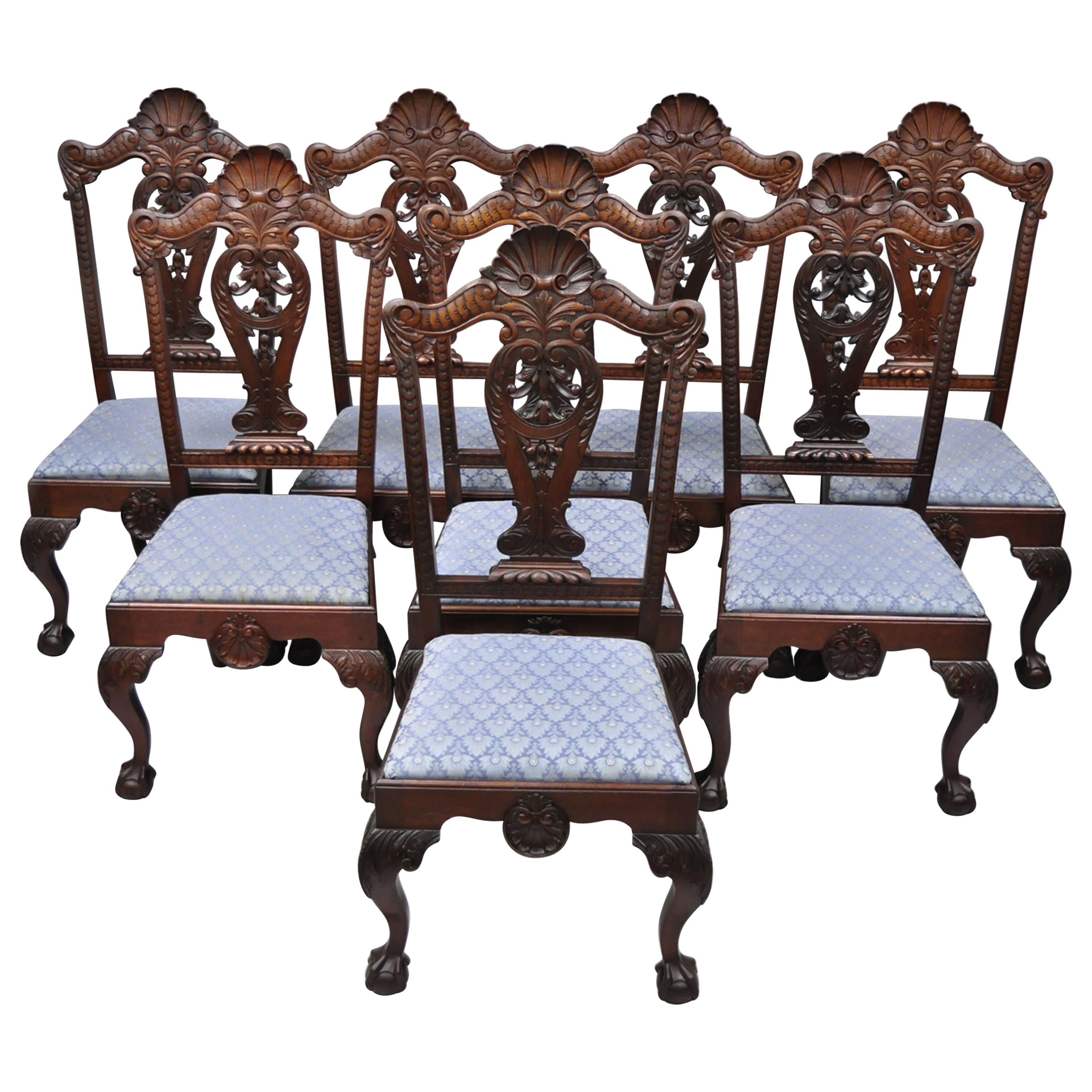 8 Antique Mahogany Georgian Chippendale, Georgian Style Dining Room Chairs