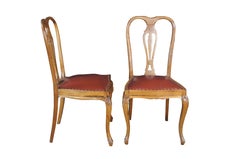 8 Antique Queen Anne Style Carved Walnut Splat Back Dining Chairs Vinyl Seat