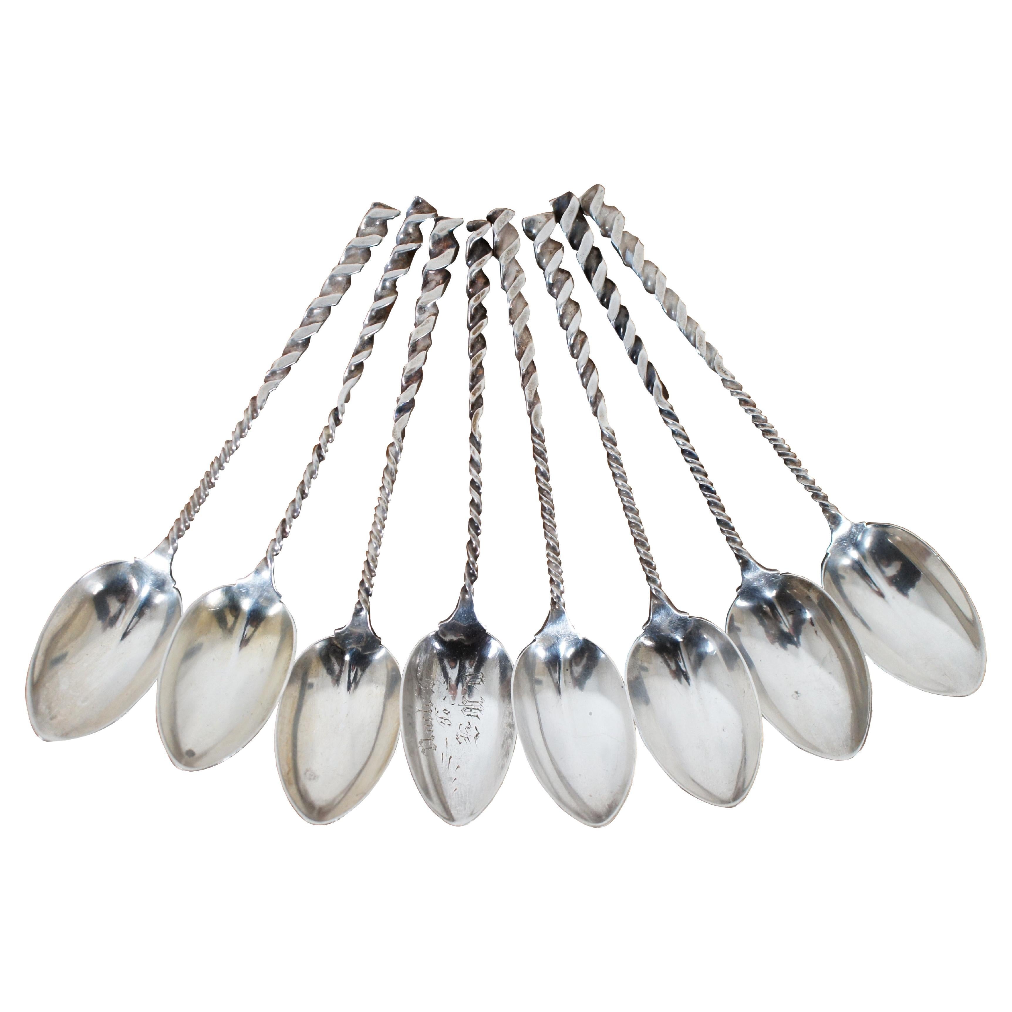 Antique Sterling Silver Coffee or Tea Spoon Set with Figural Handles