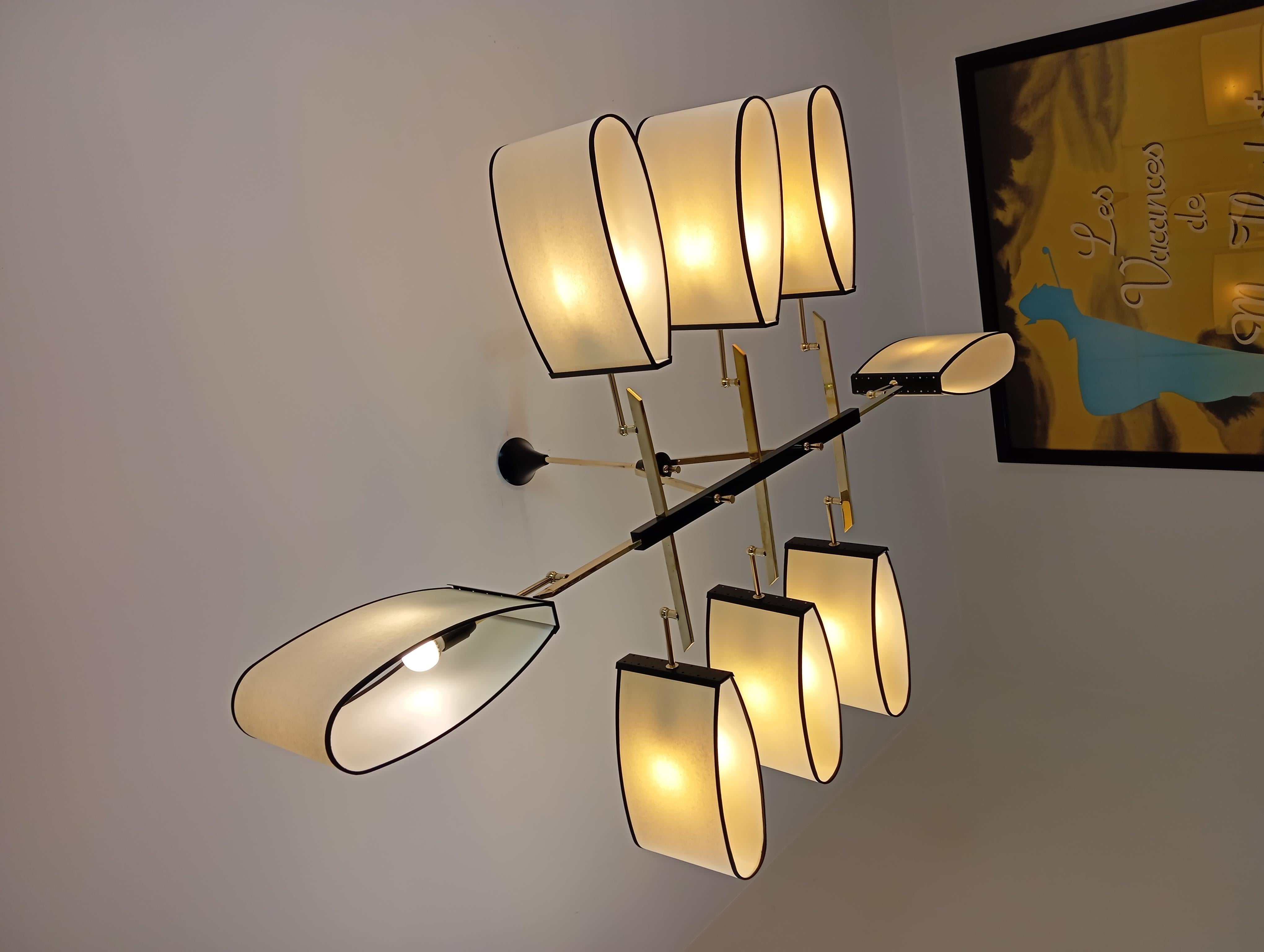 8-arm chandelier, Maion Lunel circa 1950 For Sale 10