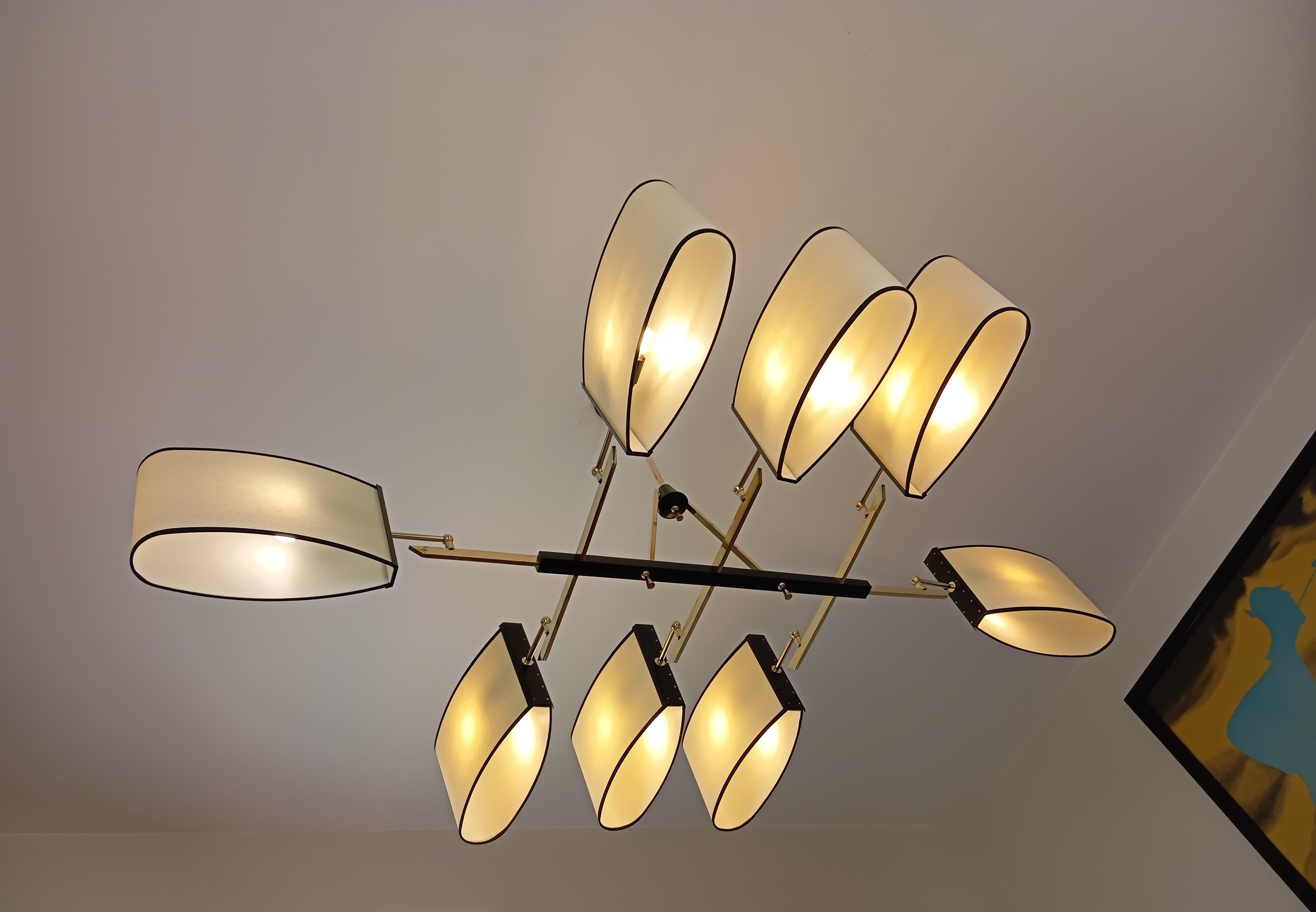 8-arm chandelier, Maion Lunel circa 1950 For Sale 11