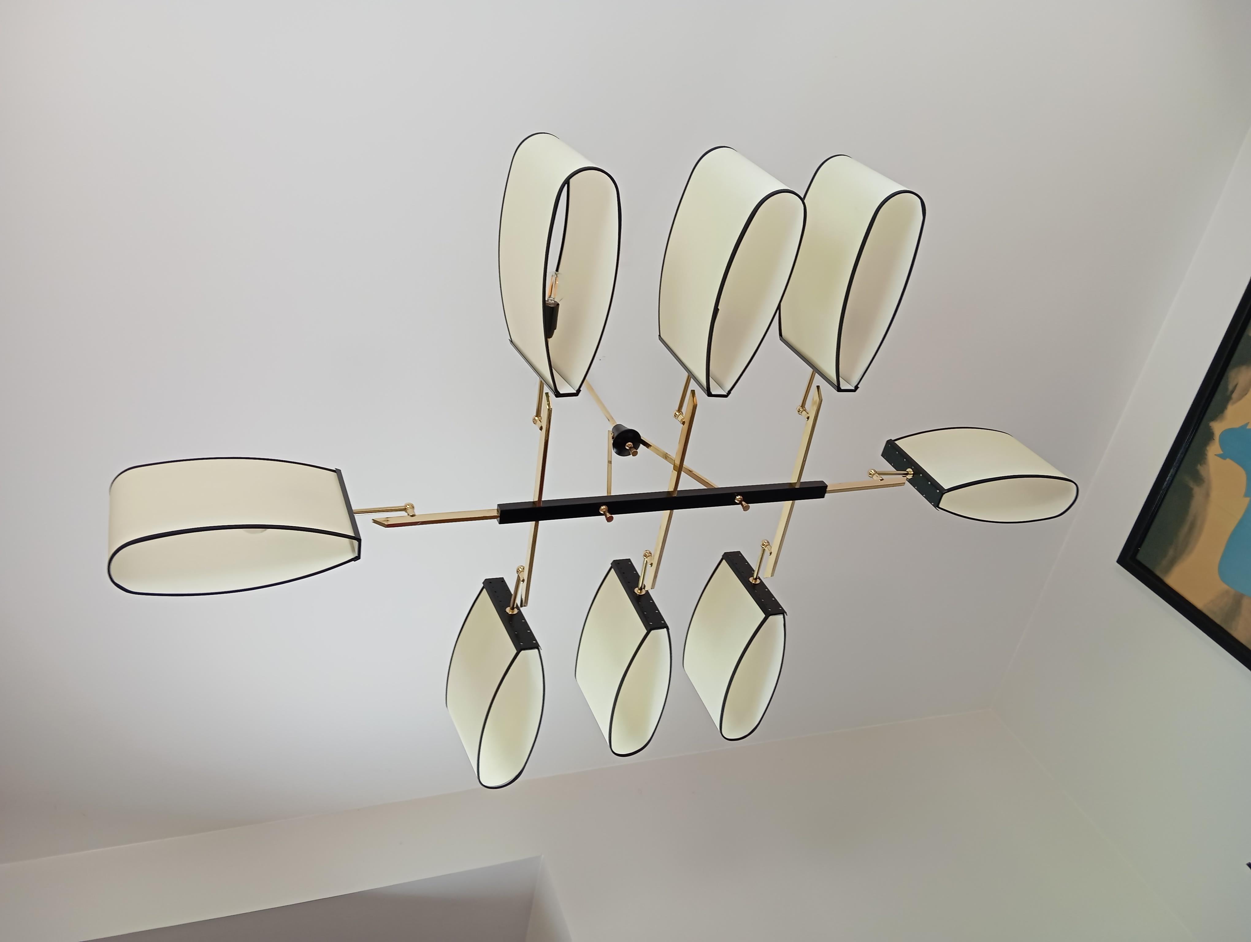 8-arm chandelier, Maion Lunel circa 1950 In Excellent Condition For Sale In Saint-Ouen, FR